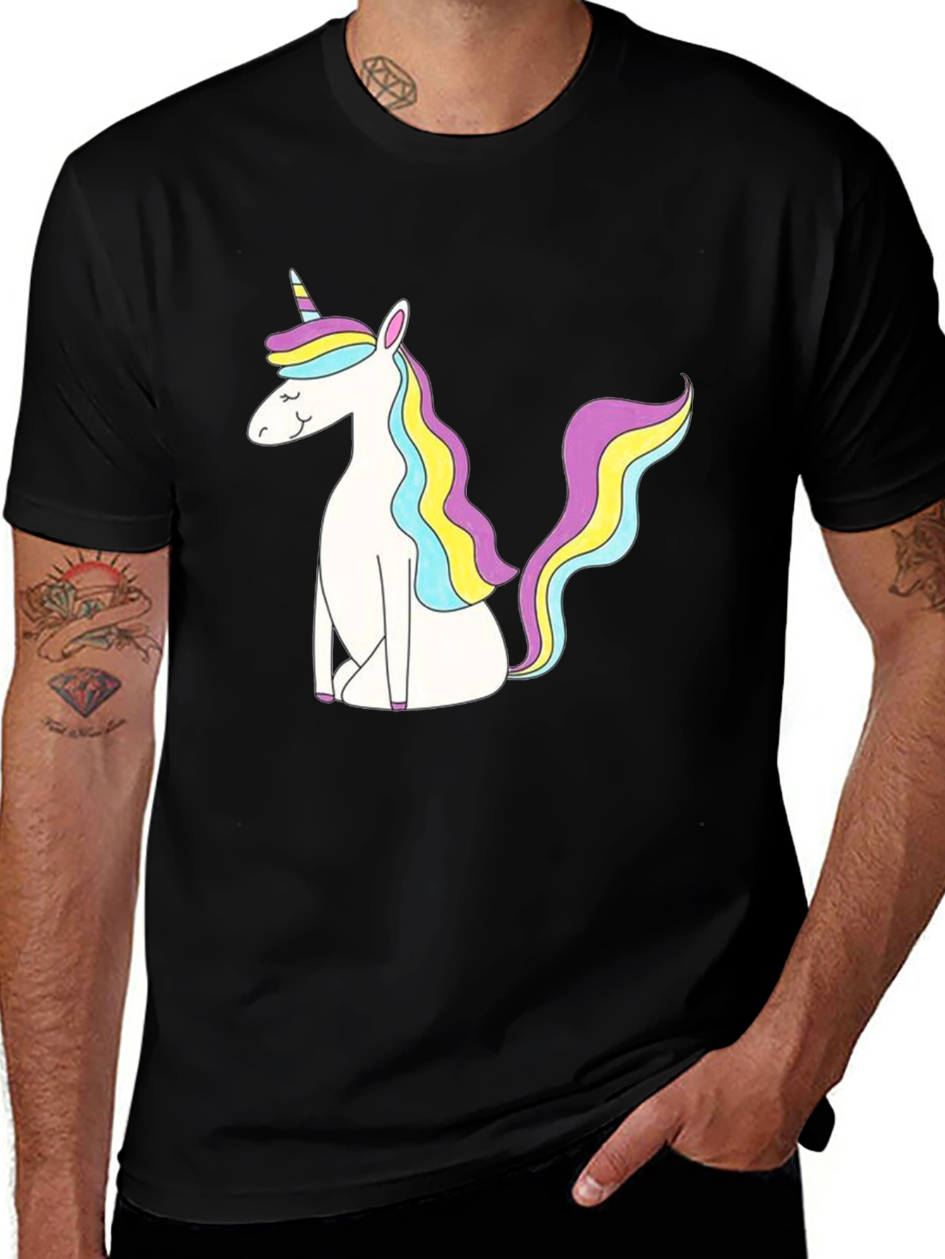 Variant 16 of Unicorn Graphic Black T-Shirt - Magical Comfort