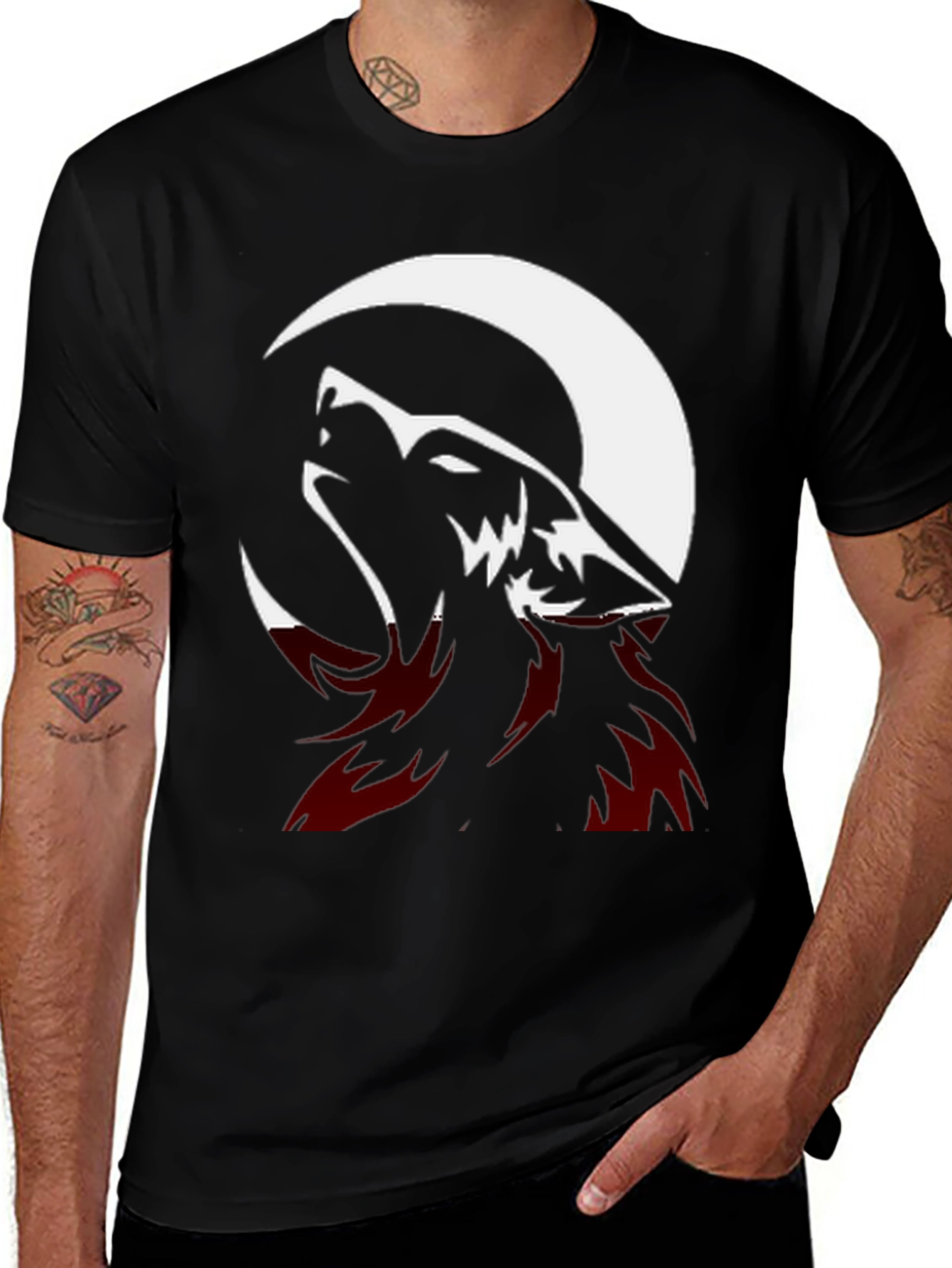 Variant 15 of Wolf Moon Graphic T-Shirt - Black