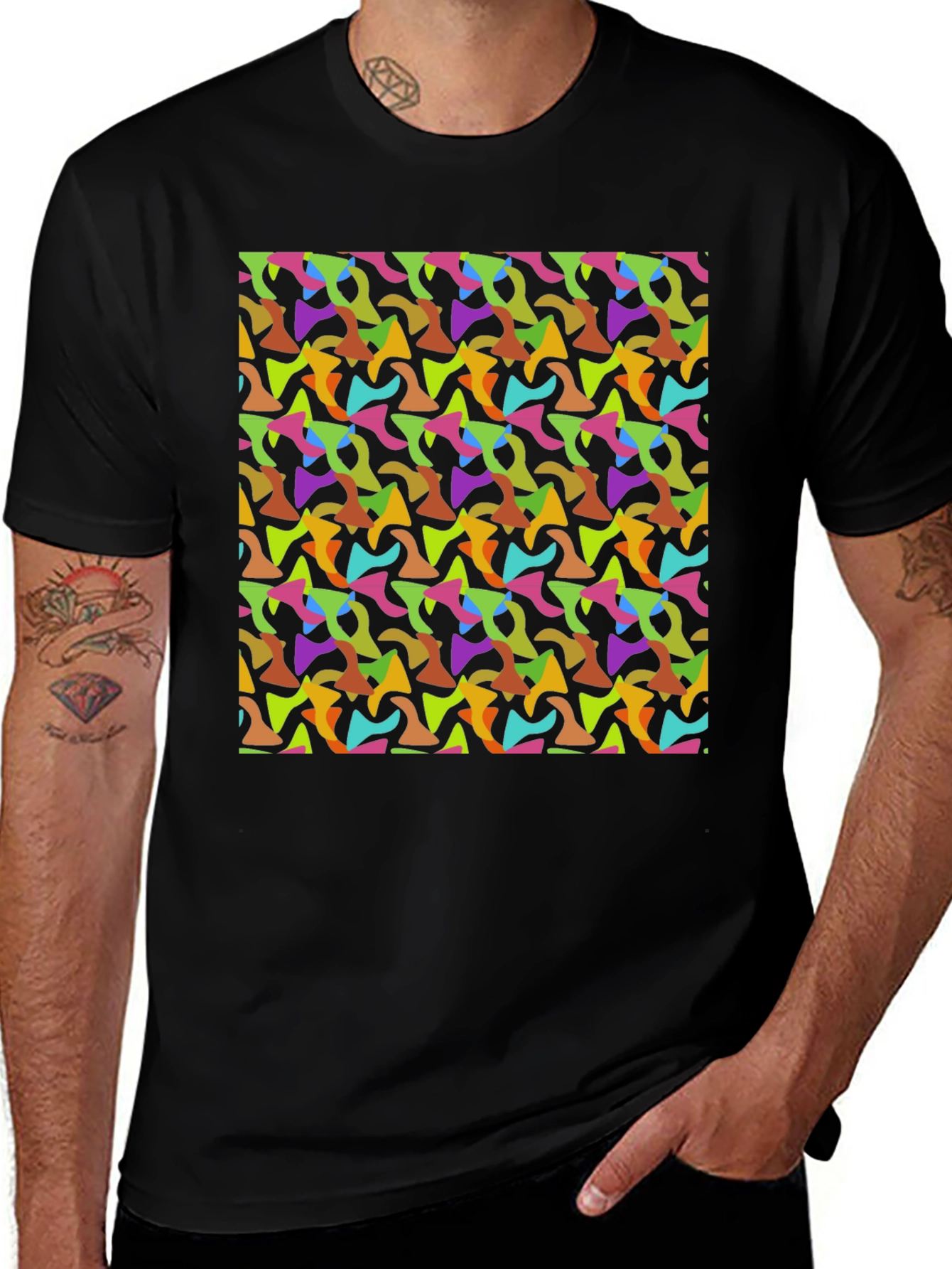 Variant 9 of Abstract Pattern Men's Black T-Shirt