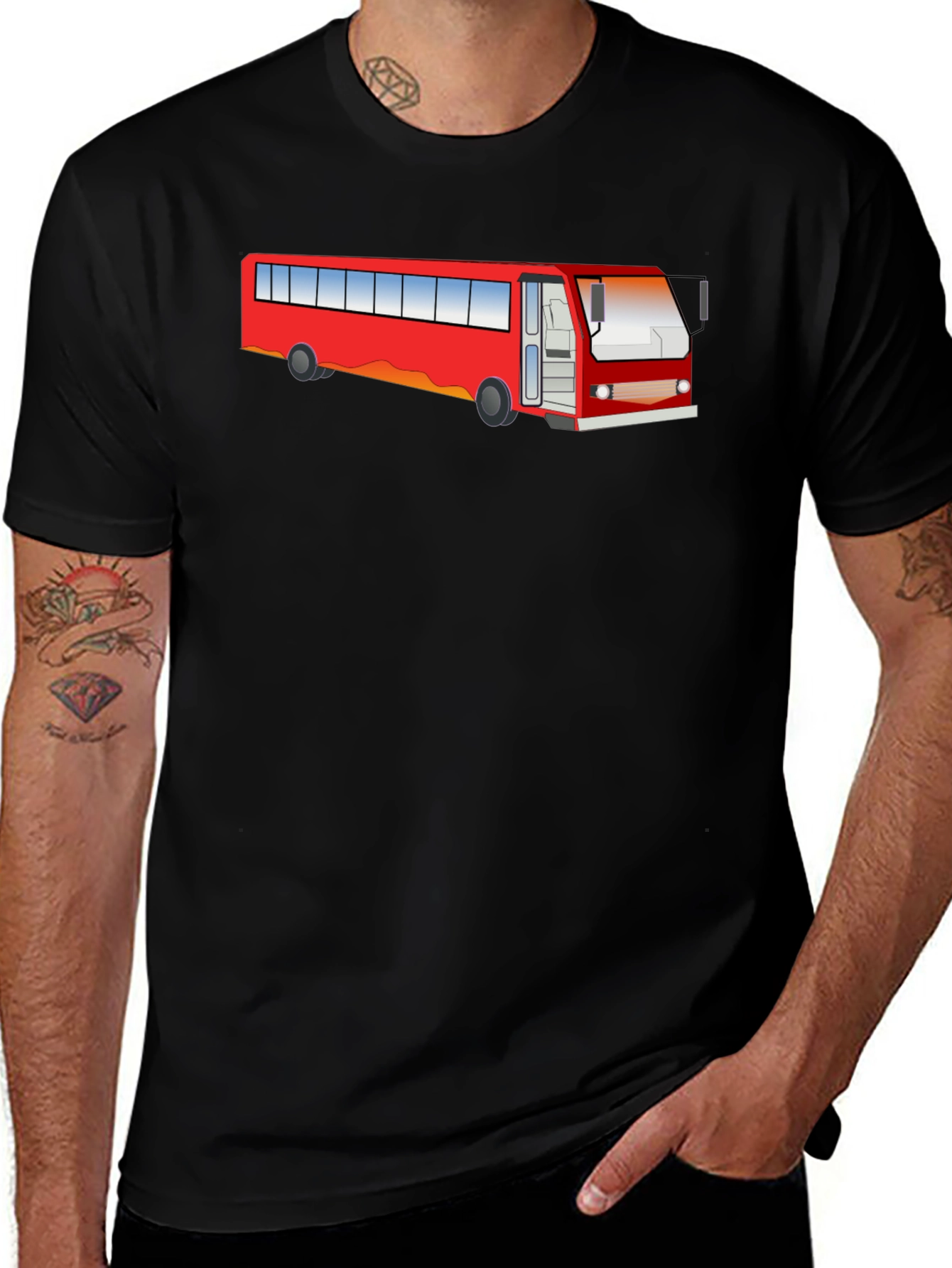Variant 22 of Red Bus Graphic Tee - Classic Comfort