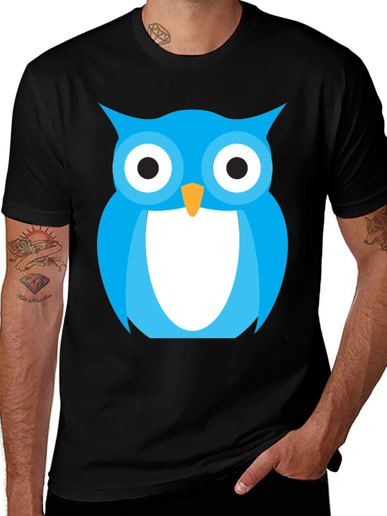 Variant 7 of Blue Owl Graphic Tee - Stylish Black Cotton T-Shirt