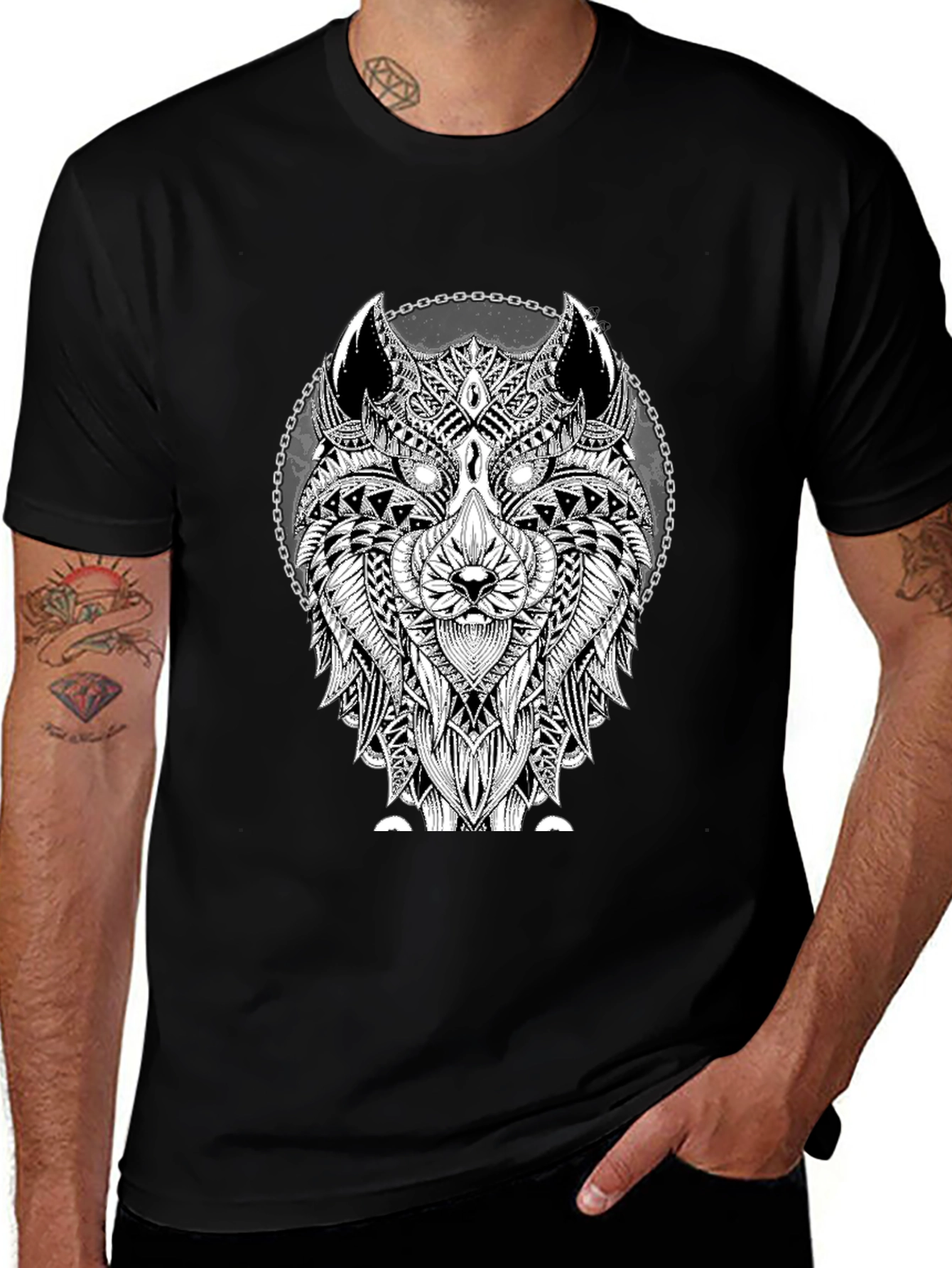 Variant 17 of Wolf Graphic Tee - Black Cotton T-Shirt