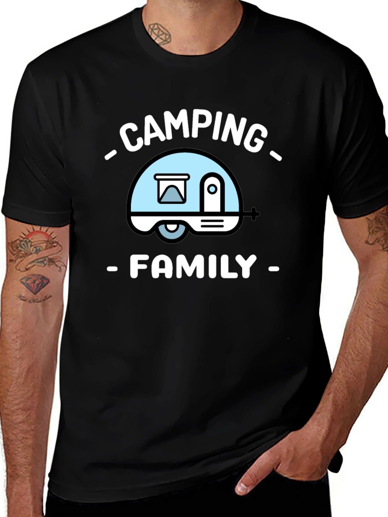 Variant 8 of Camping Family T-Shirt - Black Tee