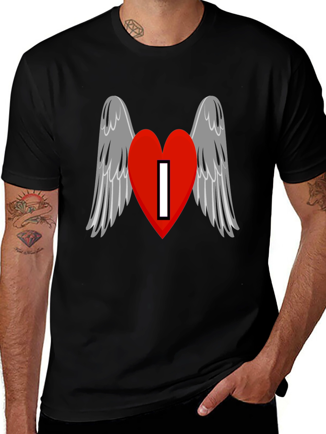 Variant 22 of Winged Heart Graphic Black T-Shirt