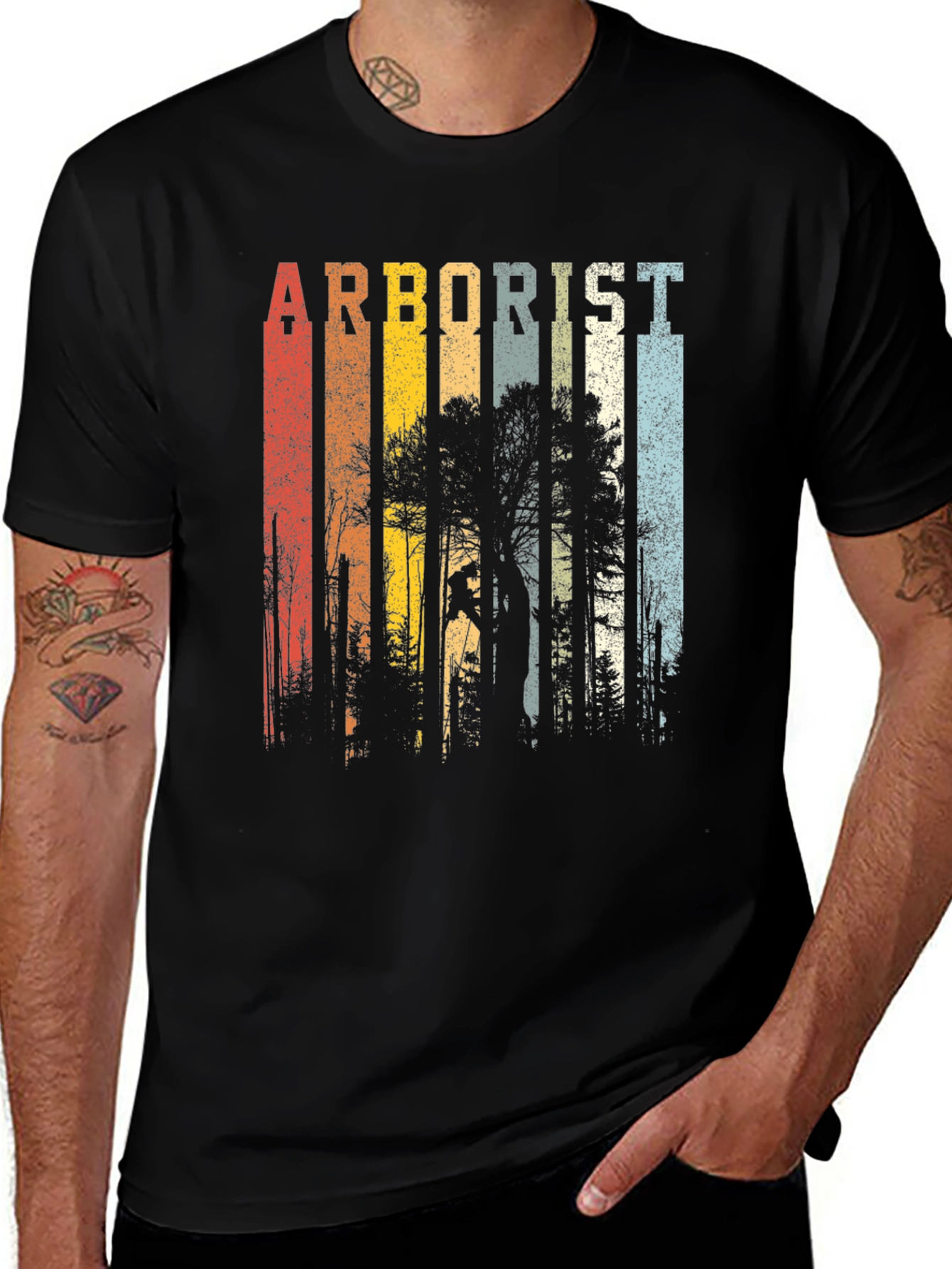 Variant 9 of Arborist Tree Climbing Retro T-Shirt