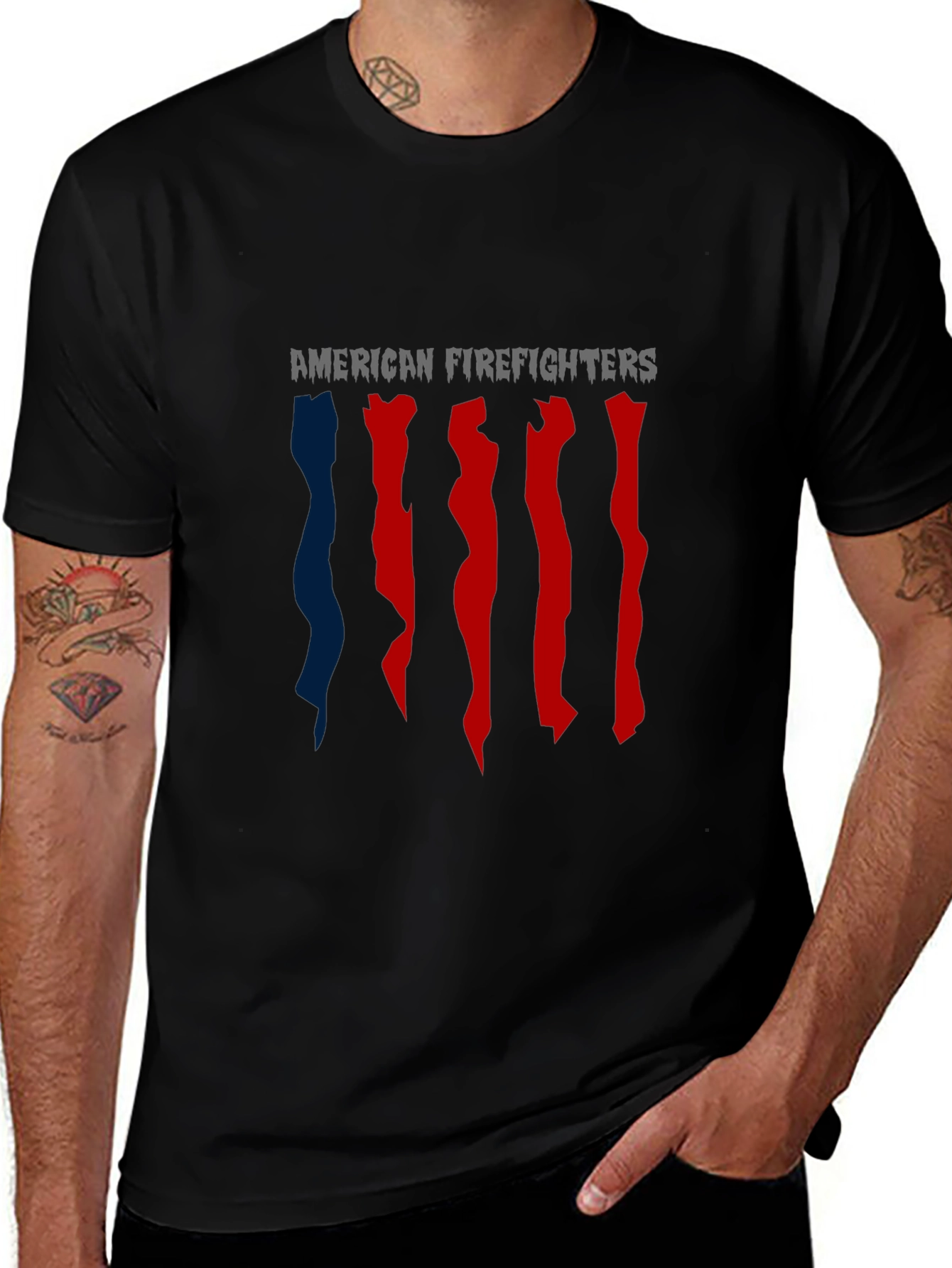Variant 19 of American Firefighters Black Graphic T-Shirt