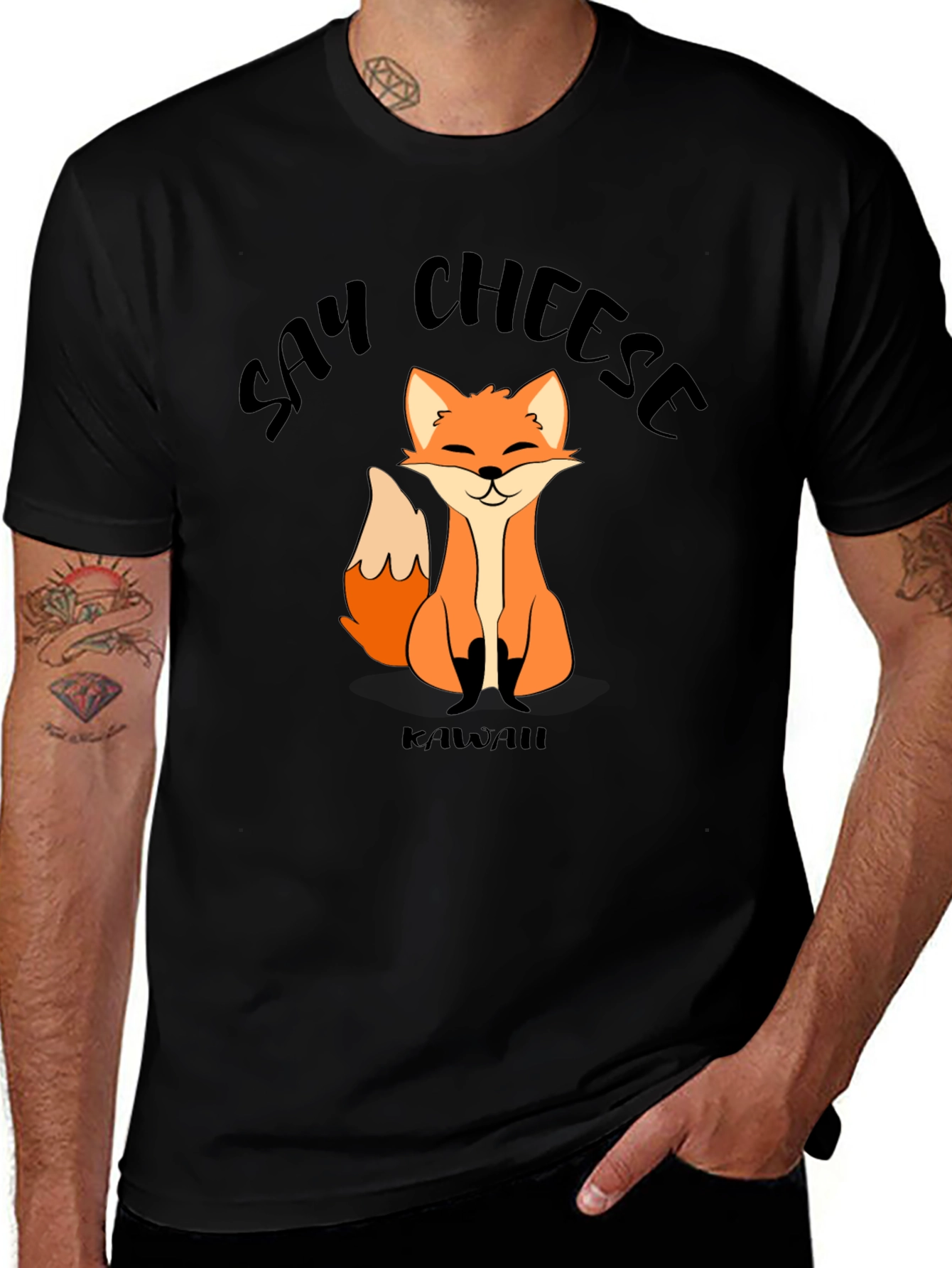 Say Cheese Kawaii Fox Graphic T-Shirt