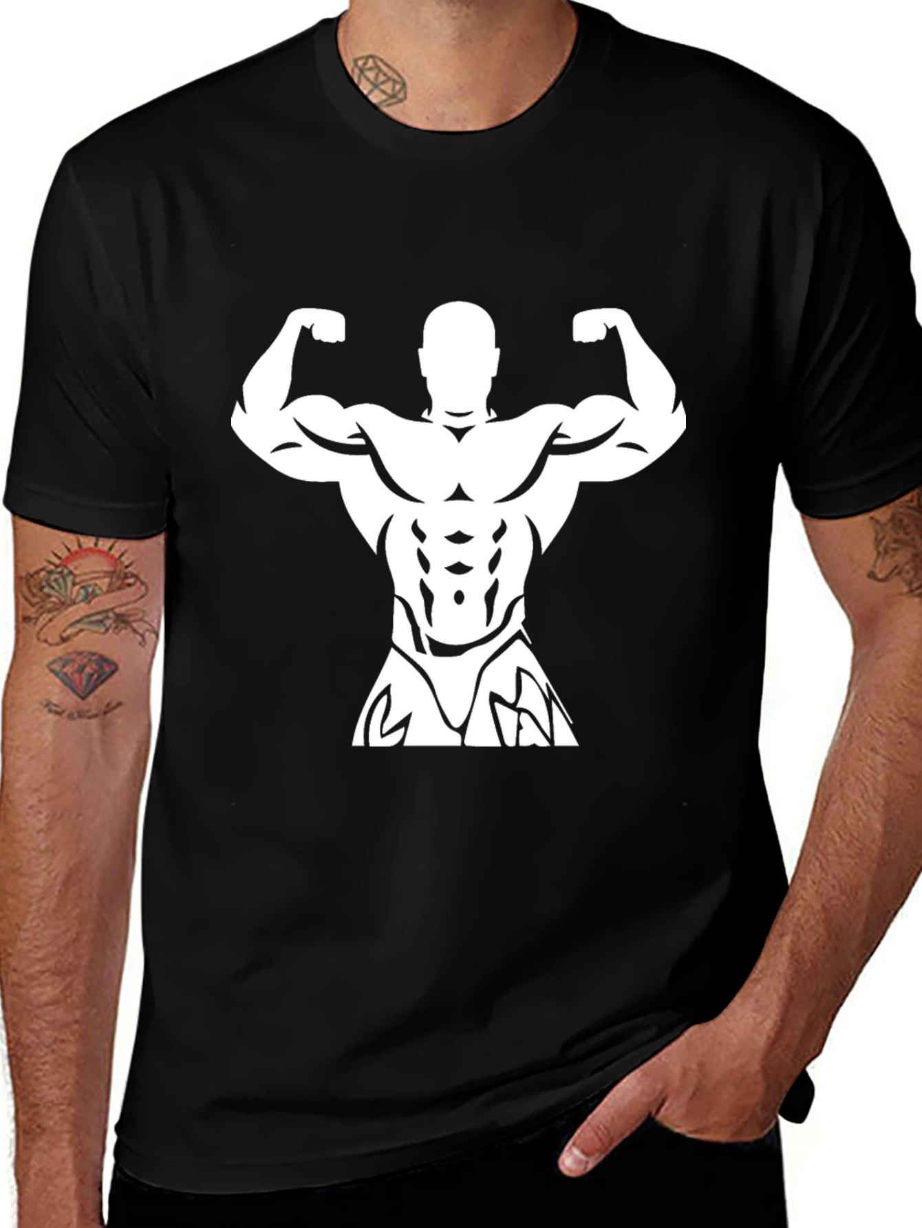 Variant 27 of Black T-Shirt with Bodybuilder Graphic