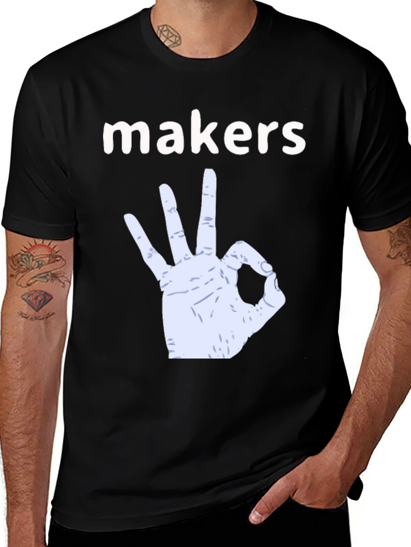 Variant 12 of Makers Gesture Graphic T-Shirt - Black Cotton Tee
