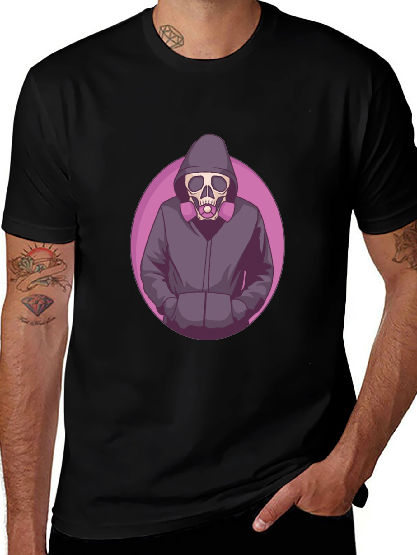 Variant 23 of Edgy Skull Graphic T-Shirt - Men's Black Tee