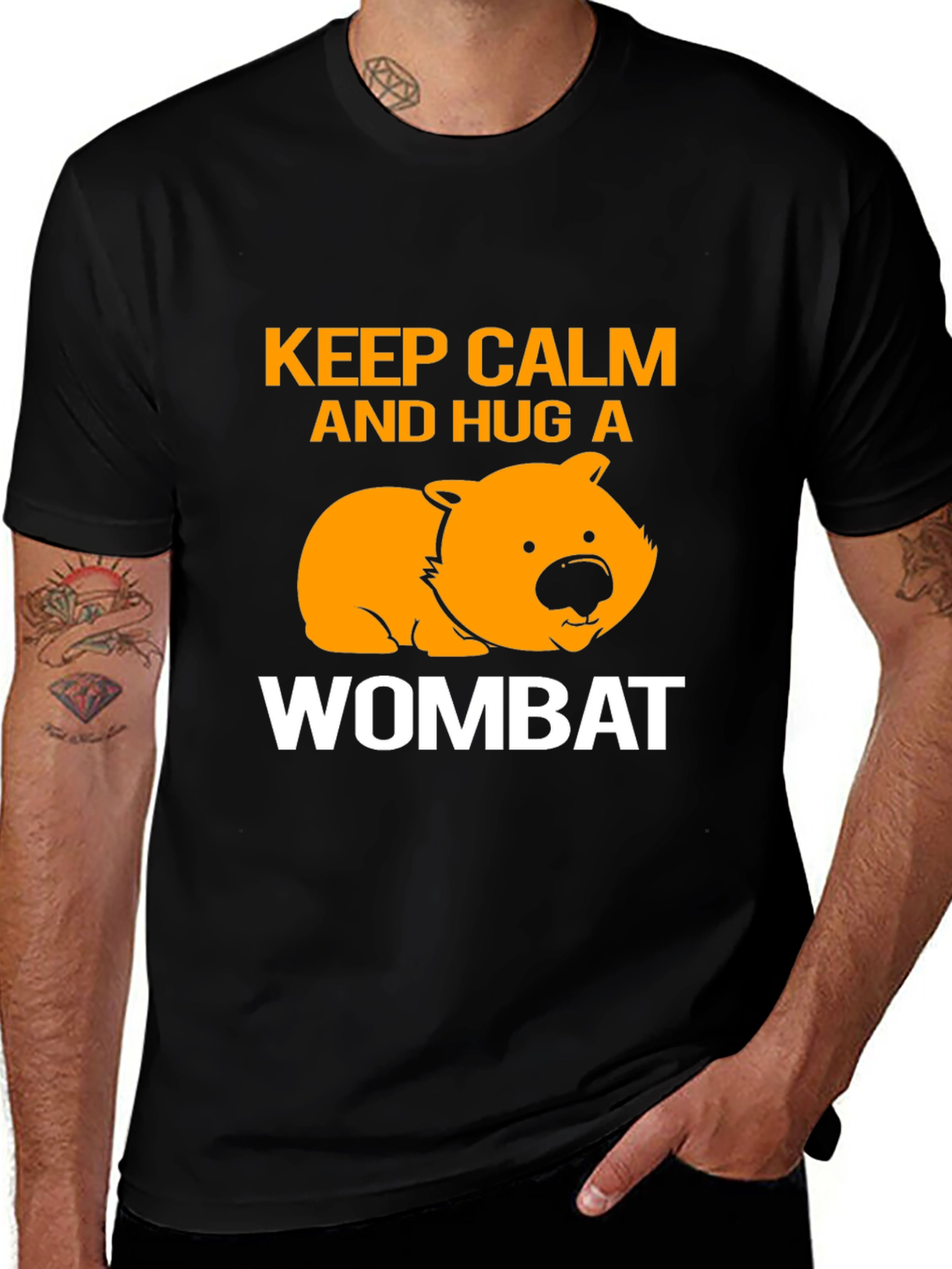 Variant 16 of Keep Calm and Hug a Wombat Black T-Shirt