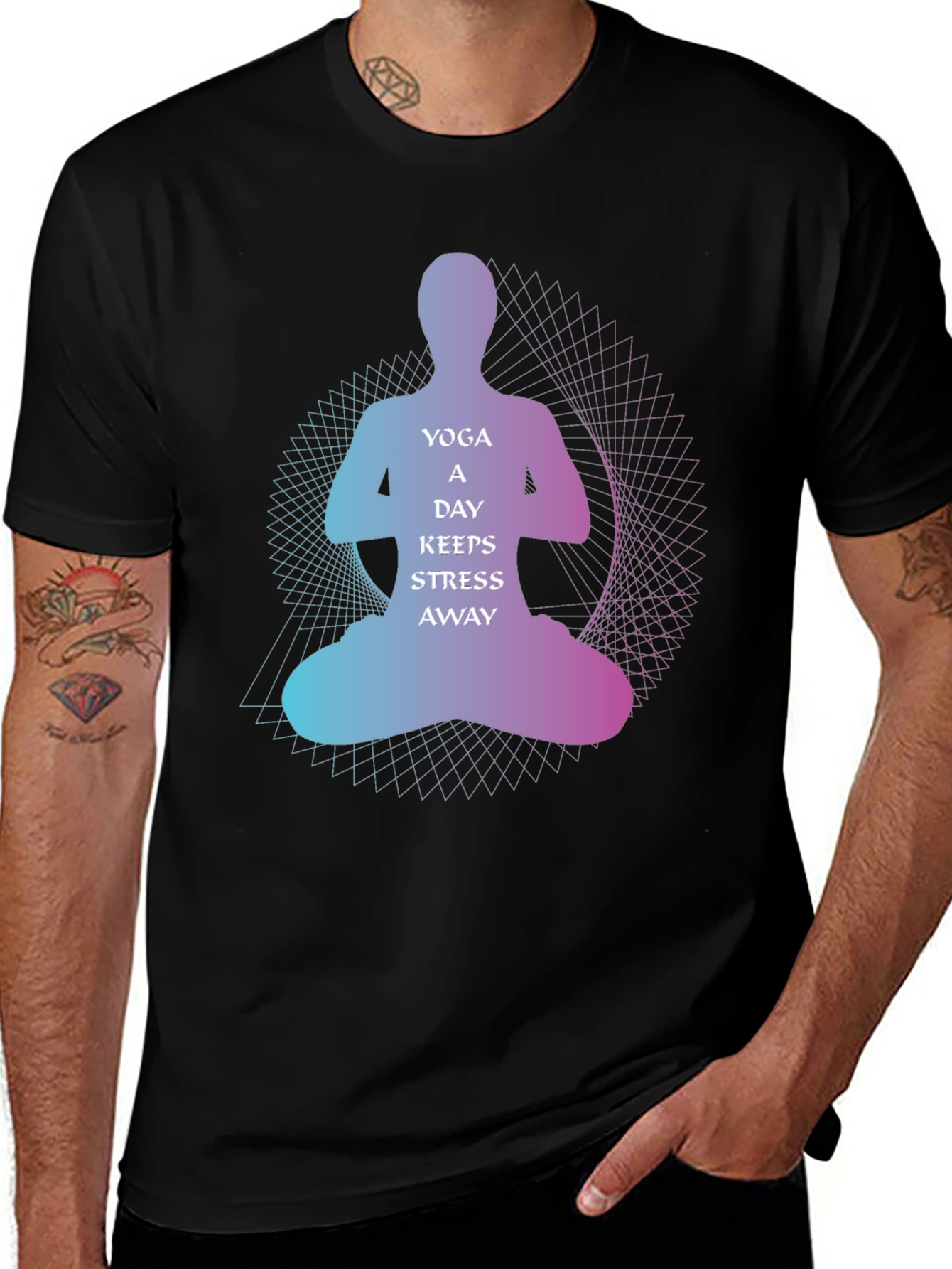 Variant 30 of Yoga A Day Keeps Stress Away Graphic T-Shirt