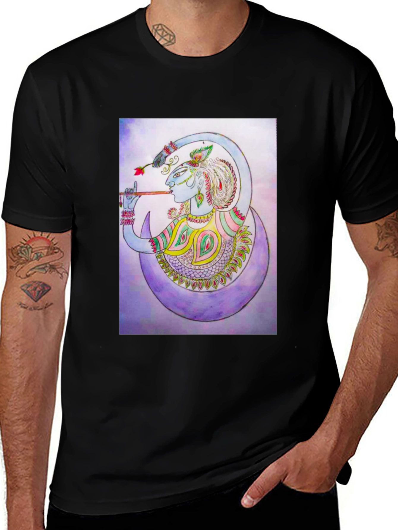 Variant 27 of Krishna Art Graphic T-Shirt - Unique Design