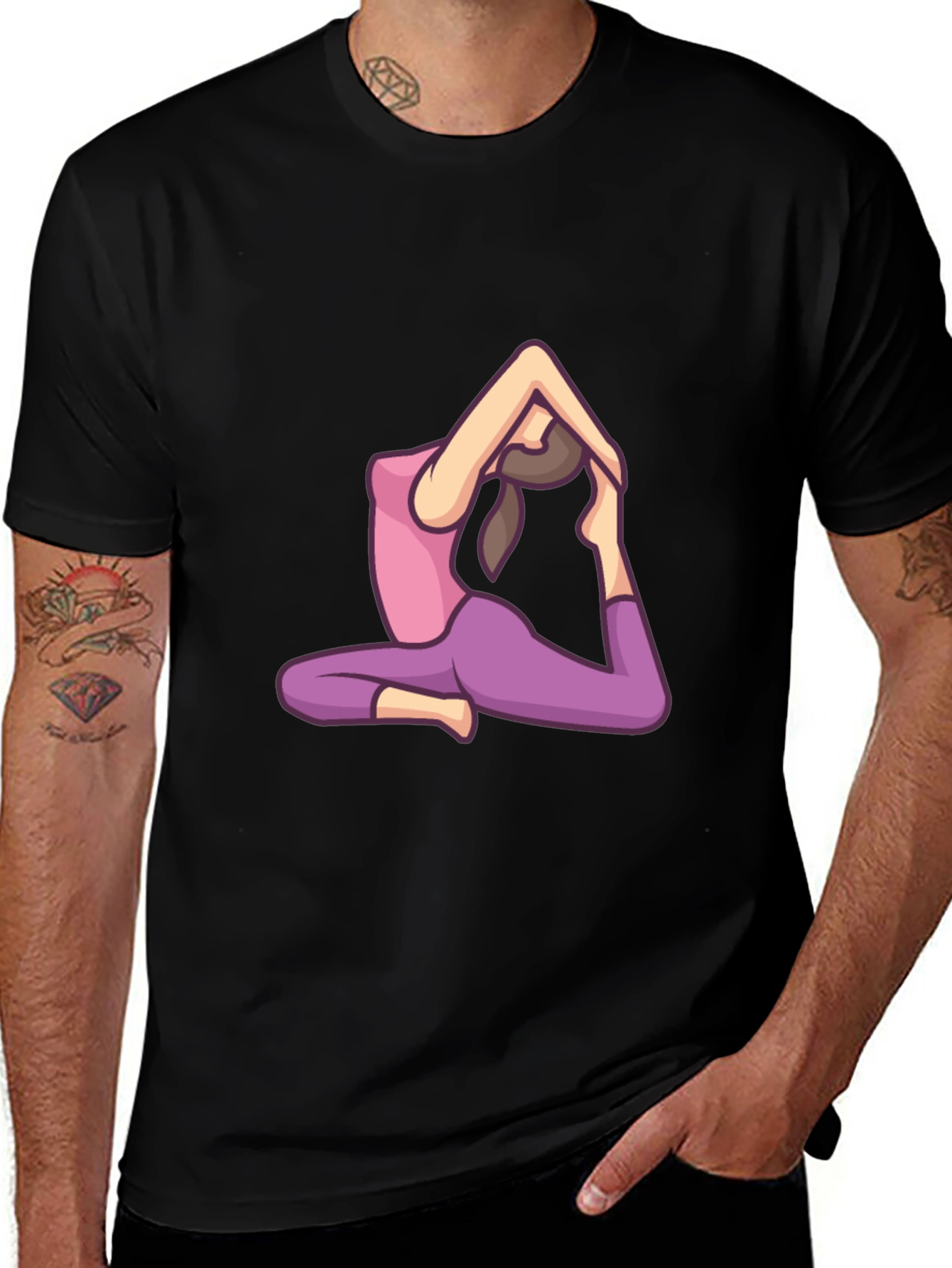 Yoga Pose Graphic Black T-Shirt