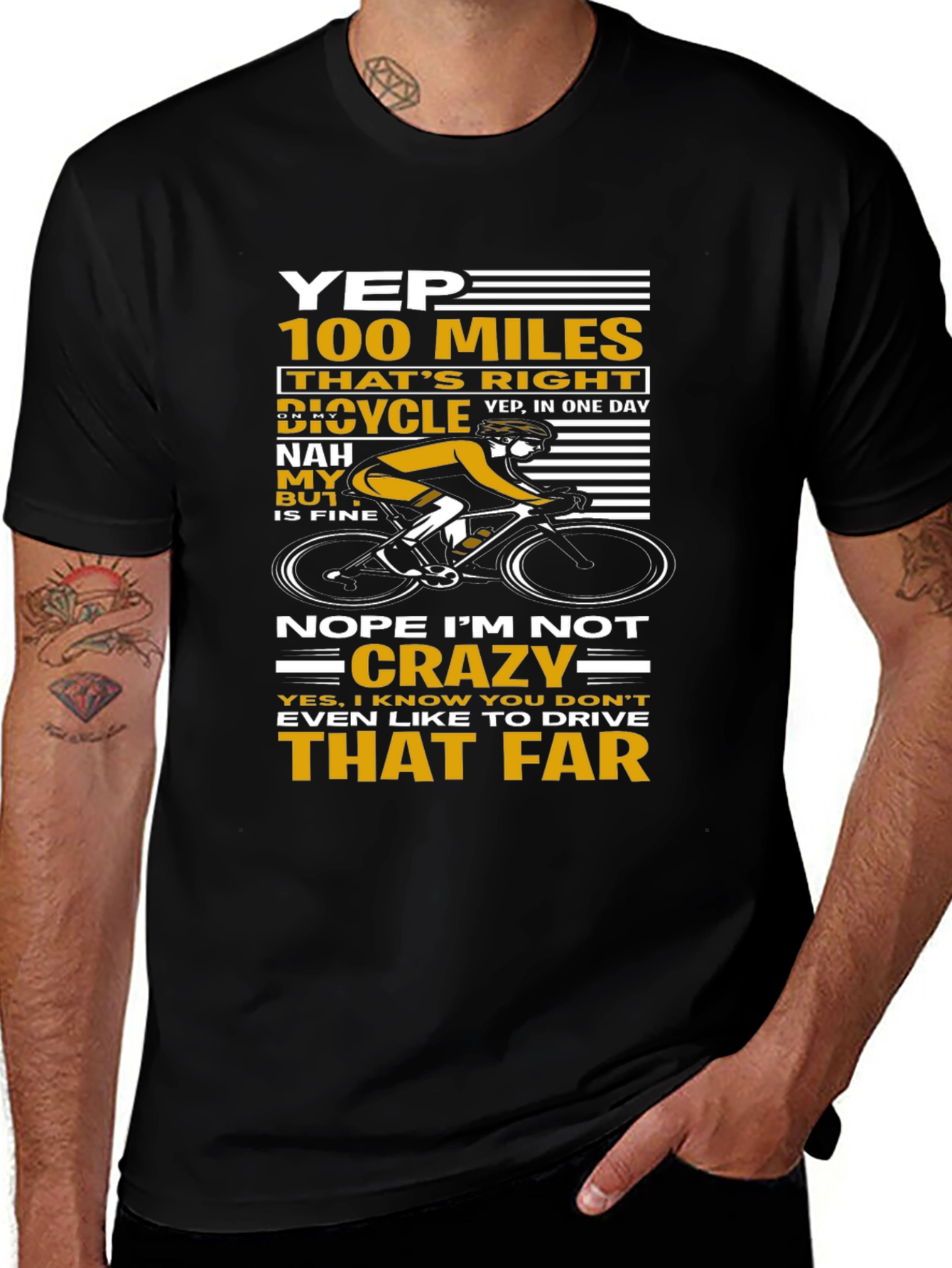 Variant 14 of Yep 100 Miles Bicycle T-Shirt