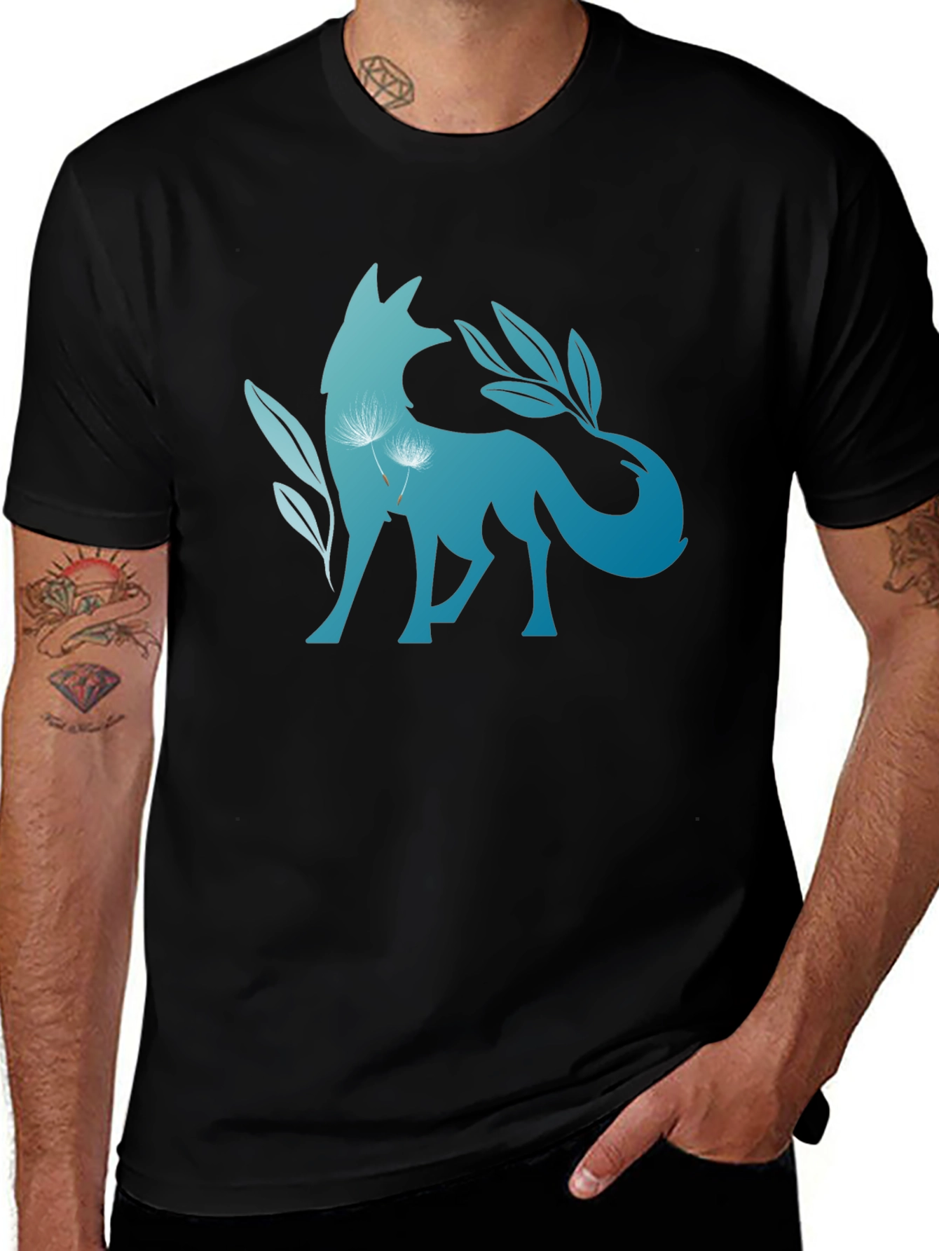 Variant 4 of Nature Fox Graphic Tee - Stylish Black T-Shirt