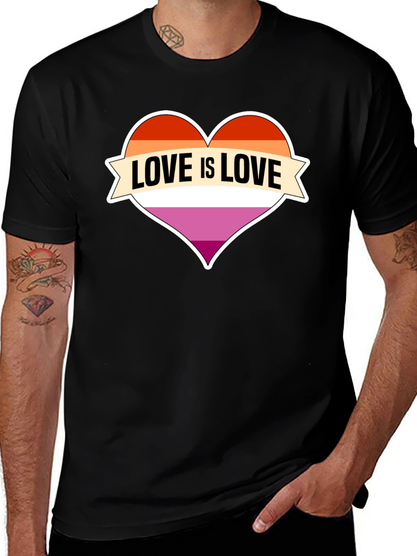 Love is Love Lesbian Pride Heart T-Shirt