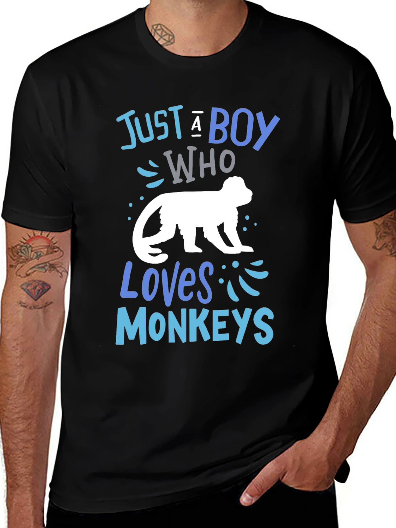 Variant 21 of Monkey Lover Tee - Just a Boy Who Loves Monkeys