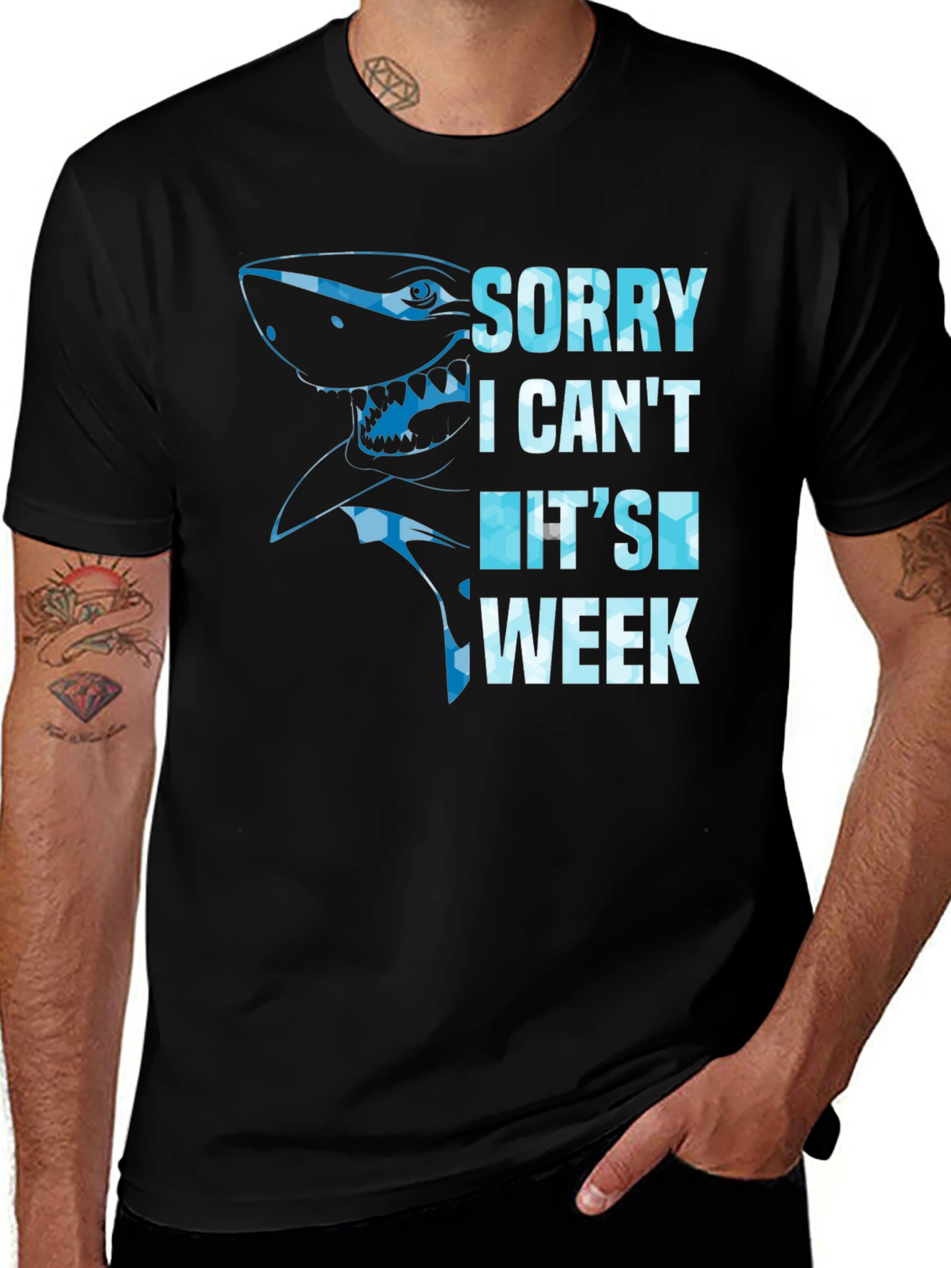 Variant 20 of Shark Week Graphic Tee - Sorry I Can't T-Shirt