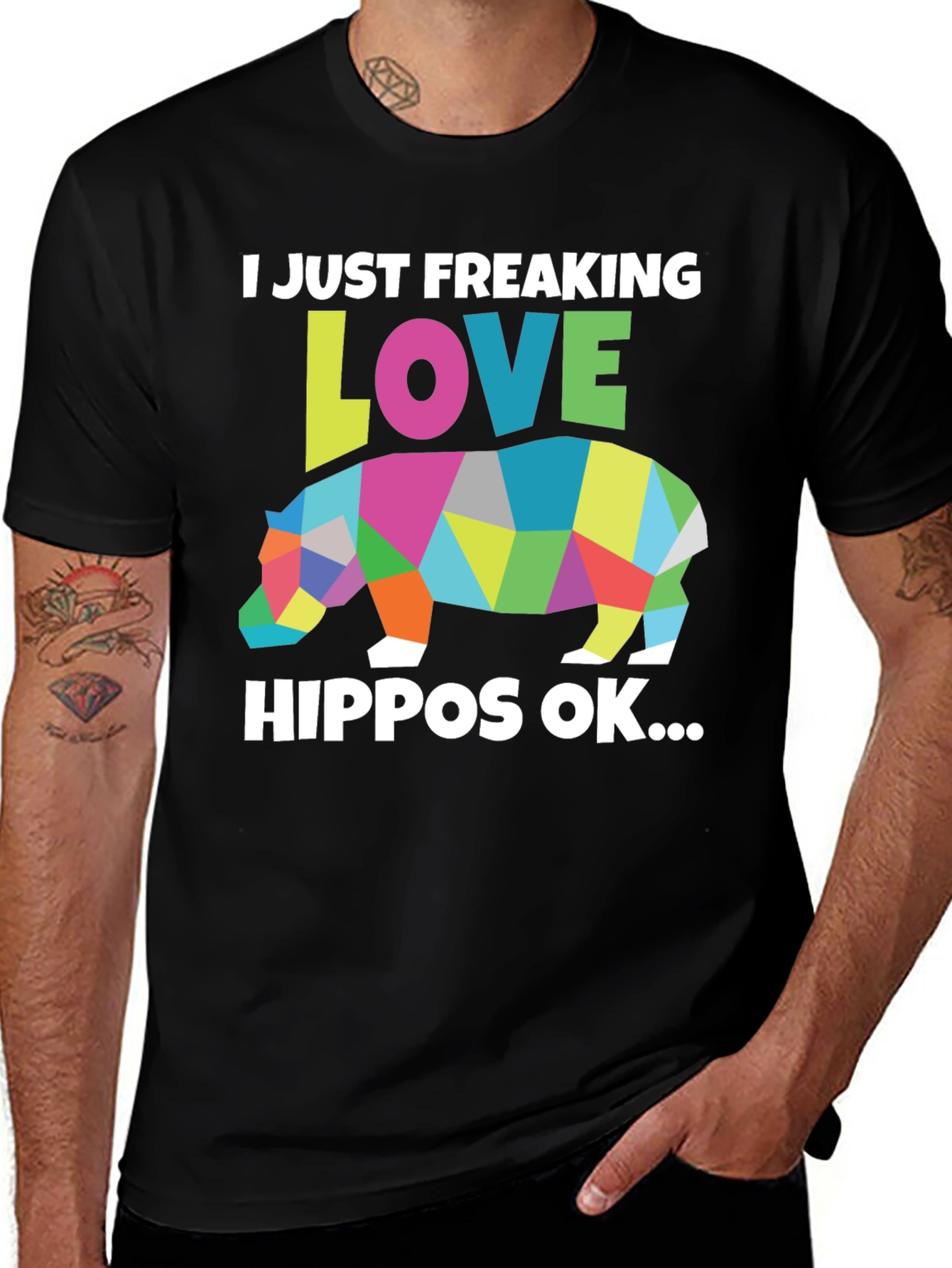 Variant 29 of I Love Hippos Black T-Shirt