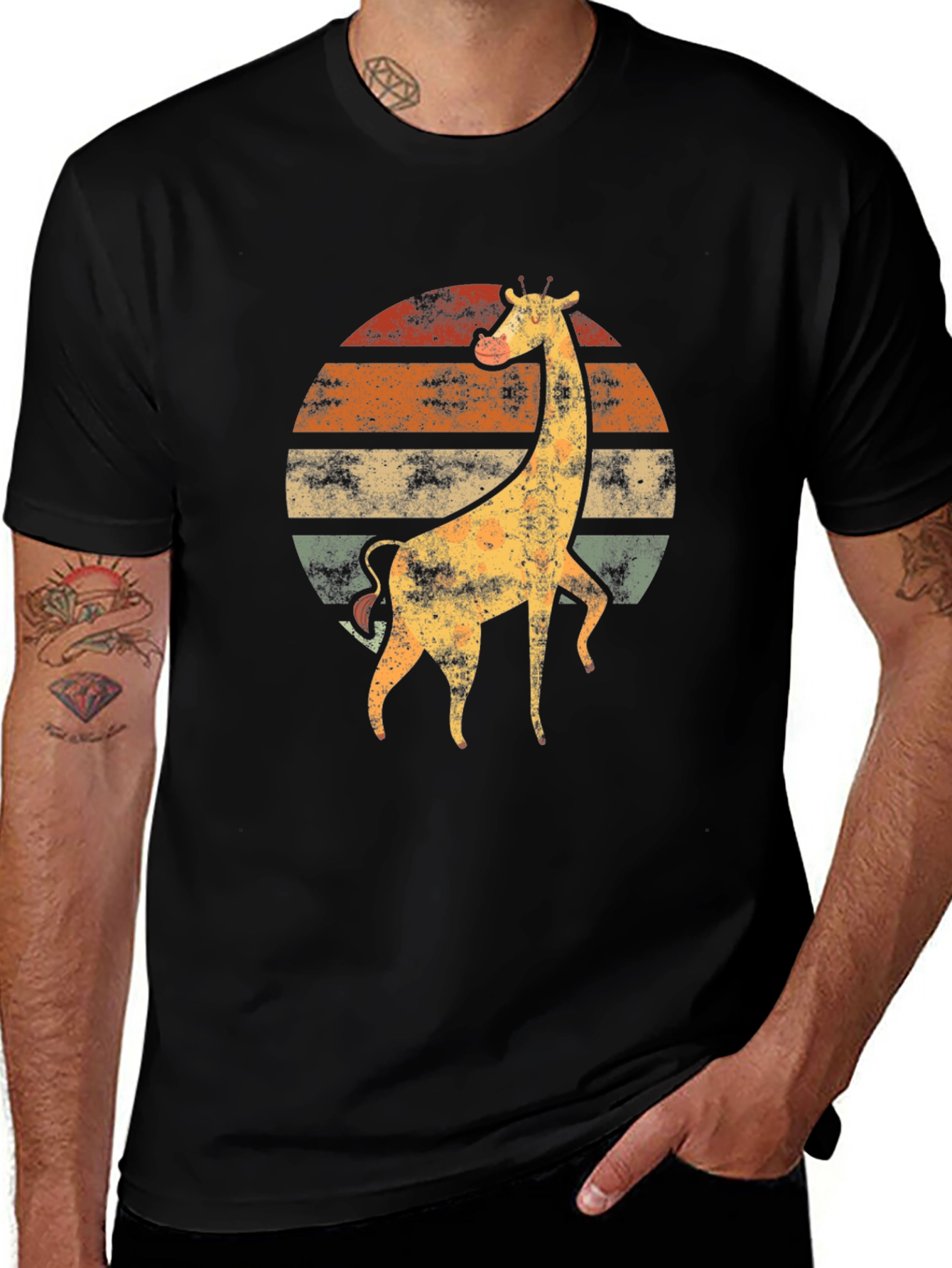 Variant 25 of Retro Giraffe Sunset T-Shirt - Vintage Animal Tee