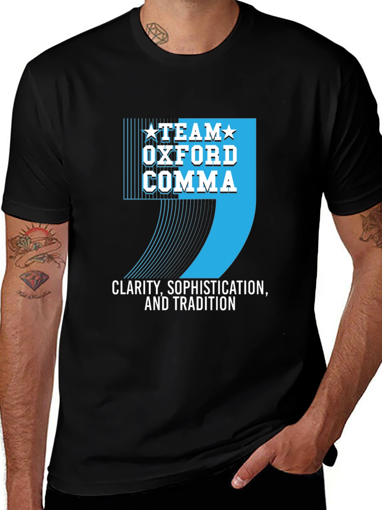 Team Oxford Comma T-Shirt - Clarity, Sophistication, Tradition