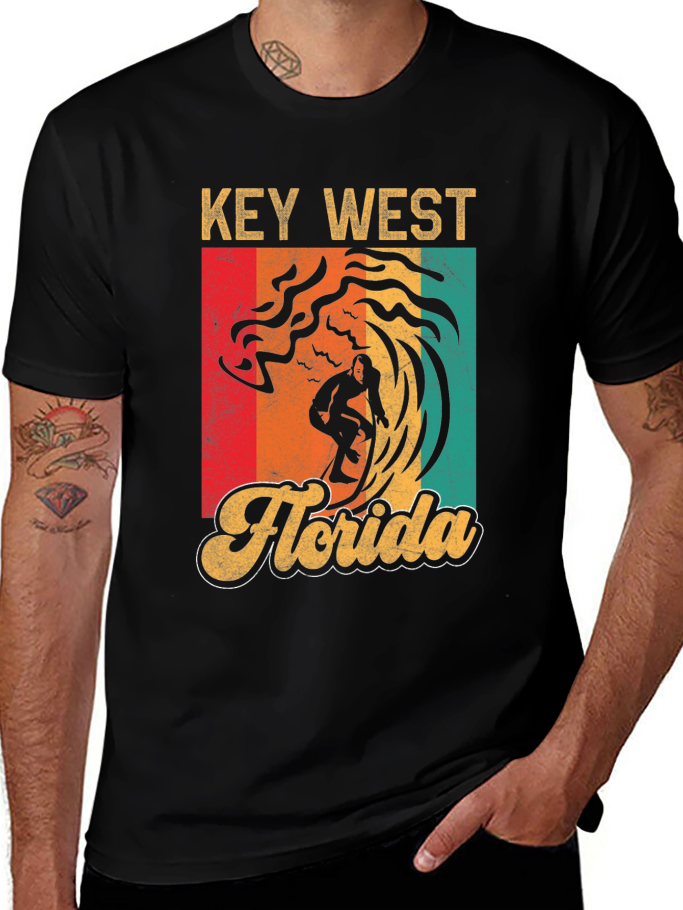 Key West Florida Surfer T-Shirt - Retro Style