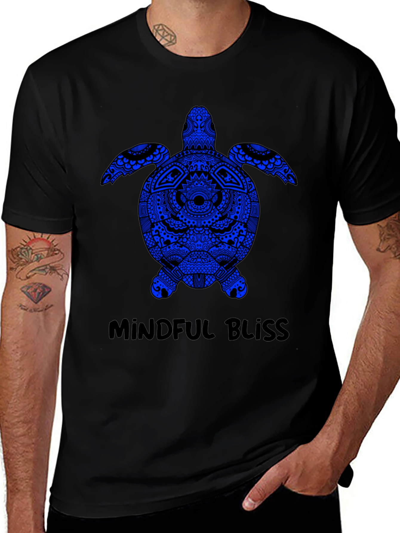 Variant 14 of Mindful Bliss Sea Turtle Graphic Tee - Black
