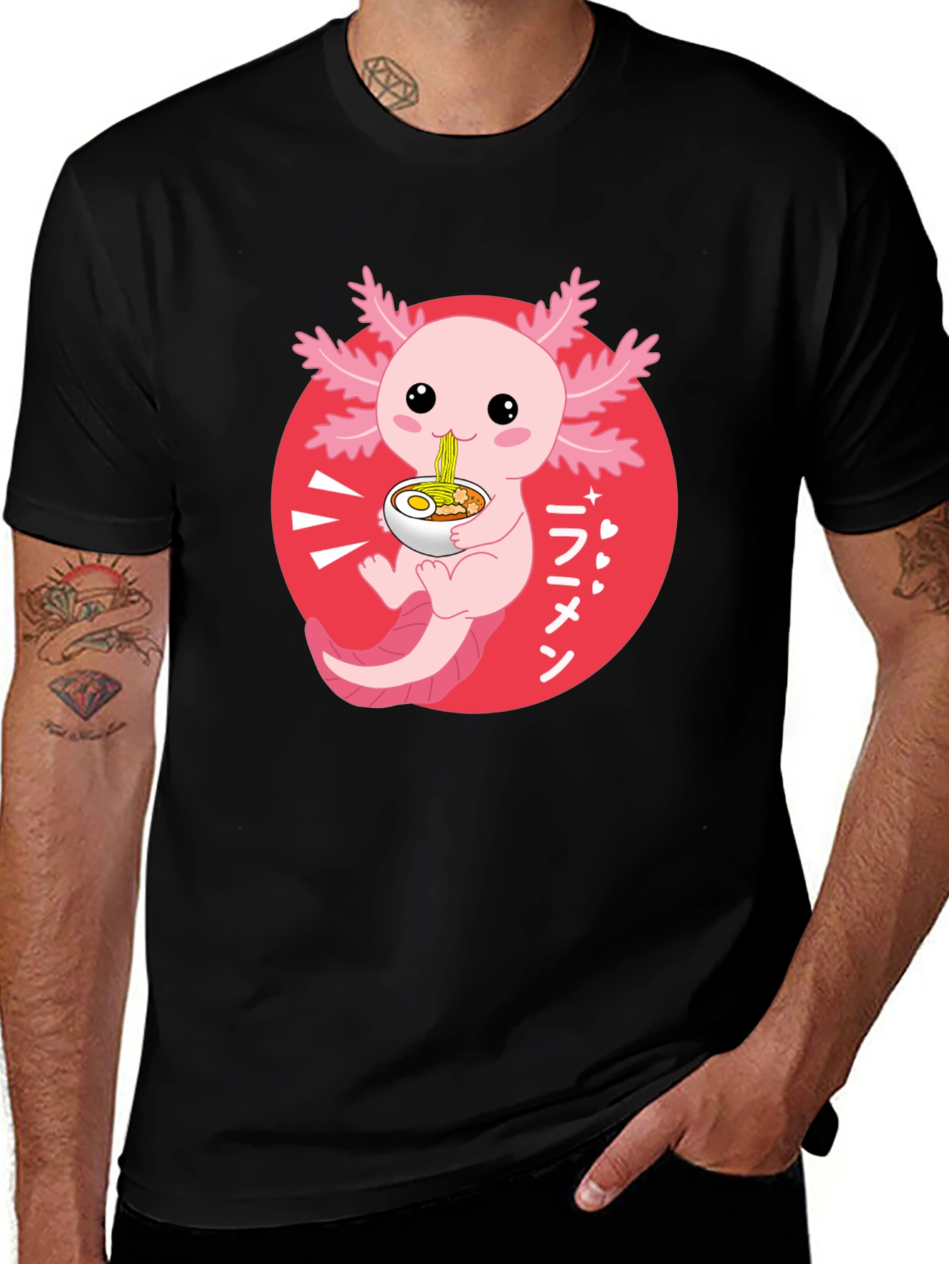 Variant 20 of Axolotl Ramen T-Shirt - Cute Kawaii Design