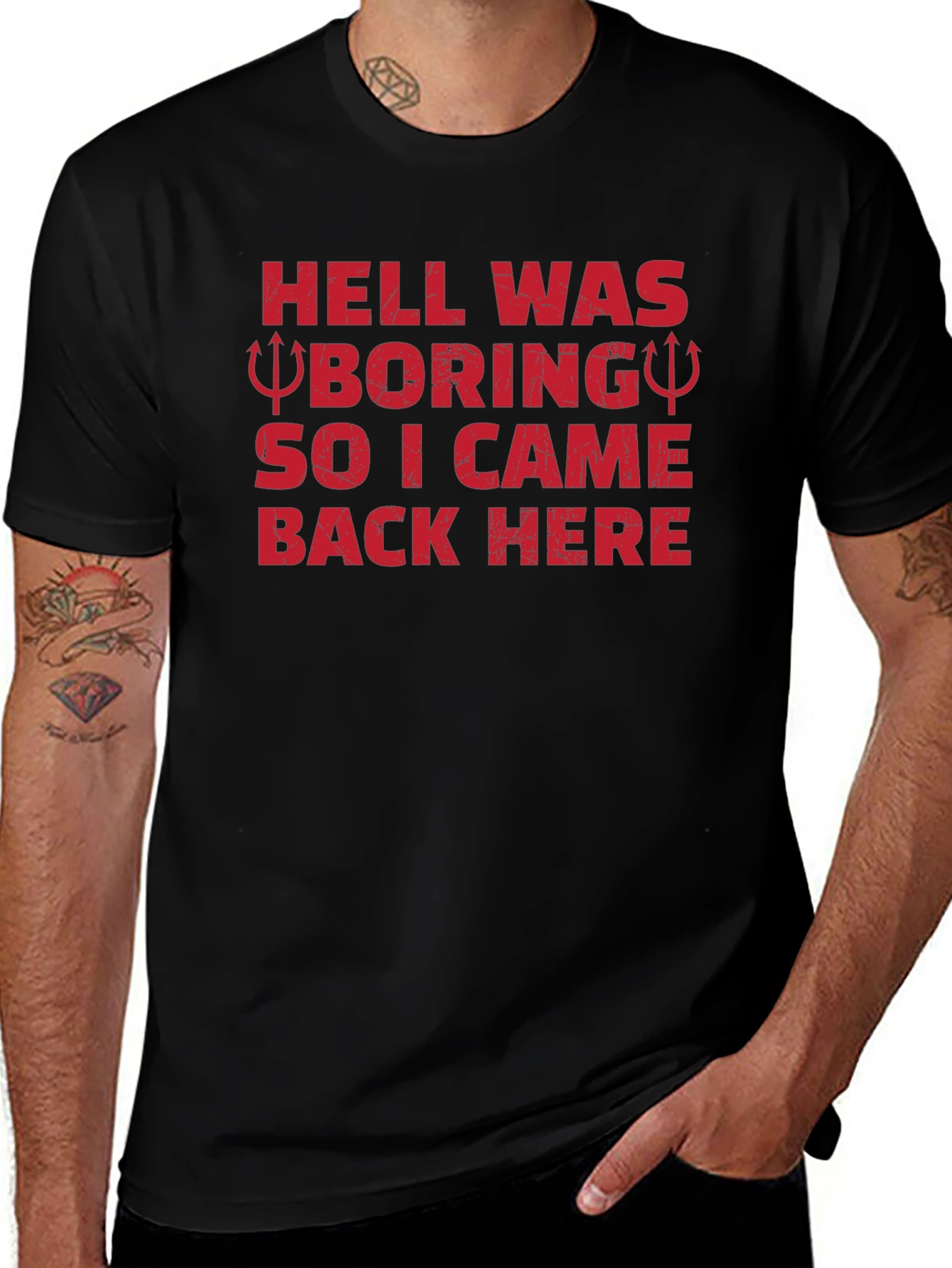 Variant 3 of Hell Was Boring Funny Graphic T-Shirt