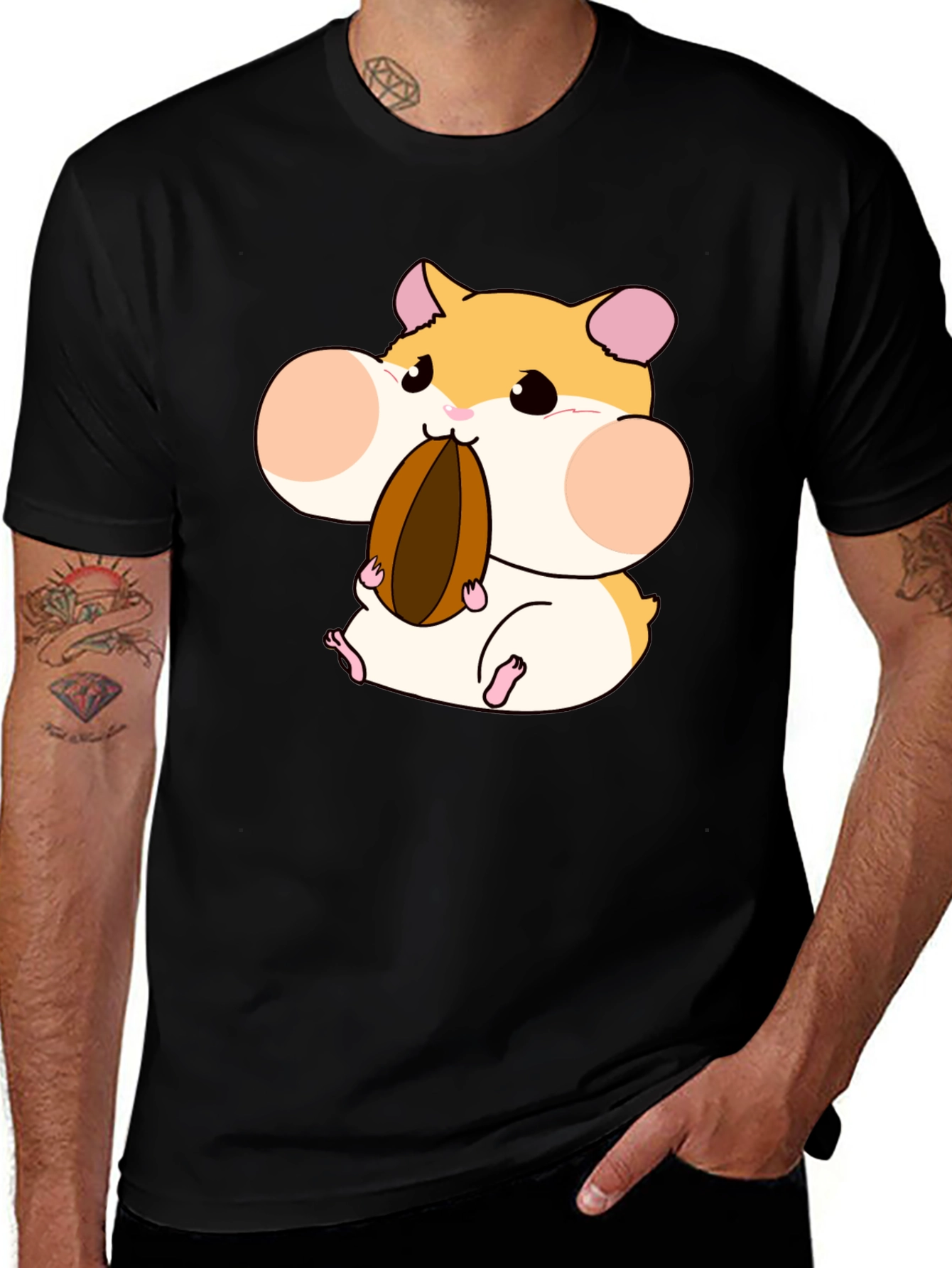 Black Hamster Lover T-Shirt - Cartoon Hamster Graphic Tee main image