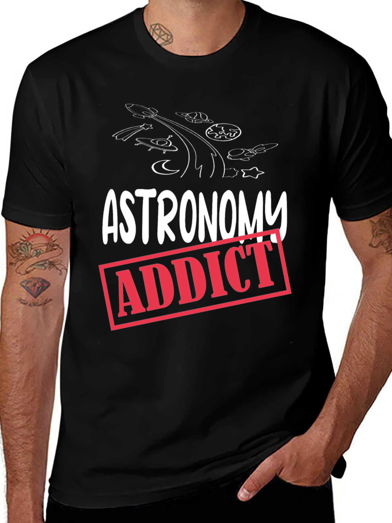 Variant 26 of Astronomy Addict Black Graphic T-Shirt