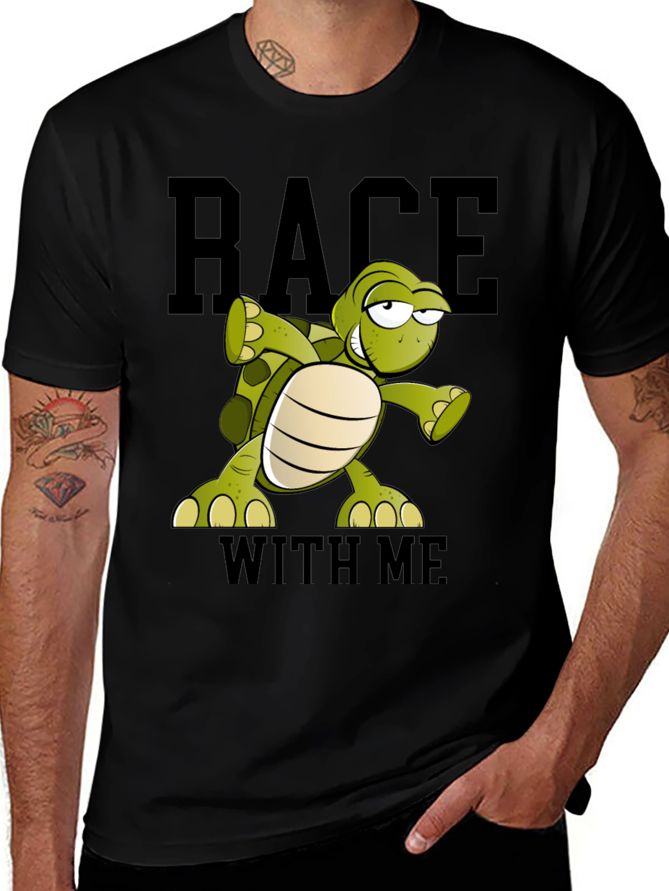 Variant 19 of Funny Turtle Race T-Shirt - Black