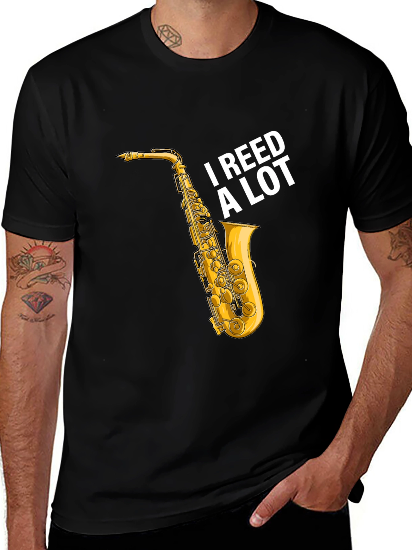 Variant 24 of I Reed A Lot Saxophone Graphic T-Shirt
