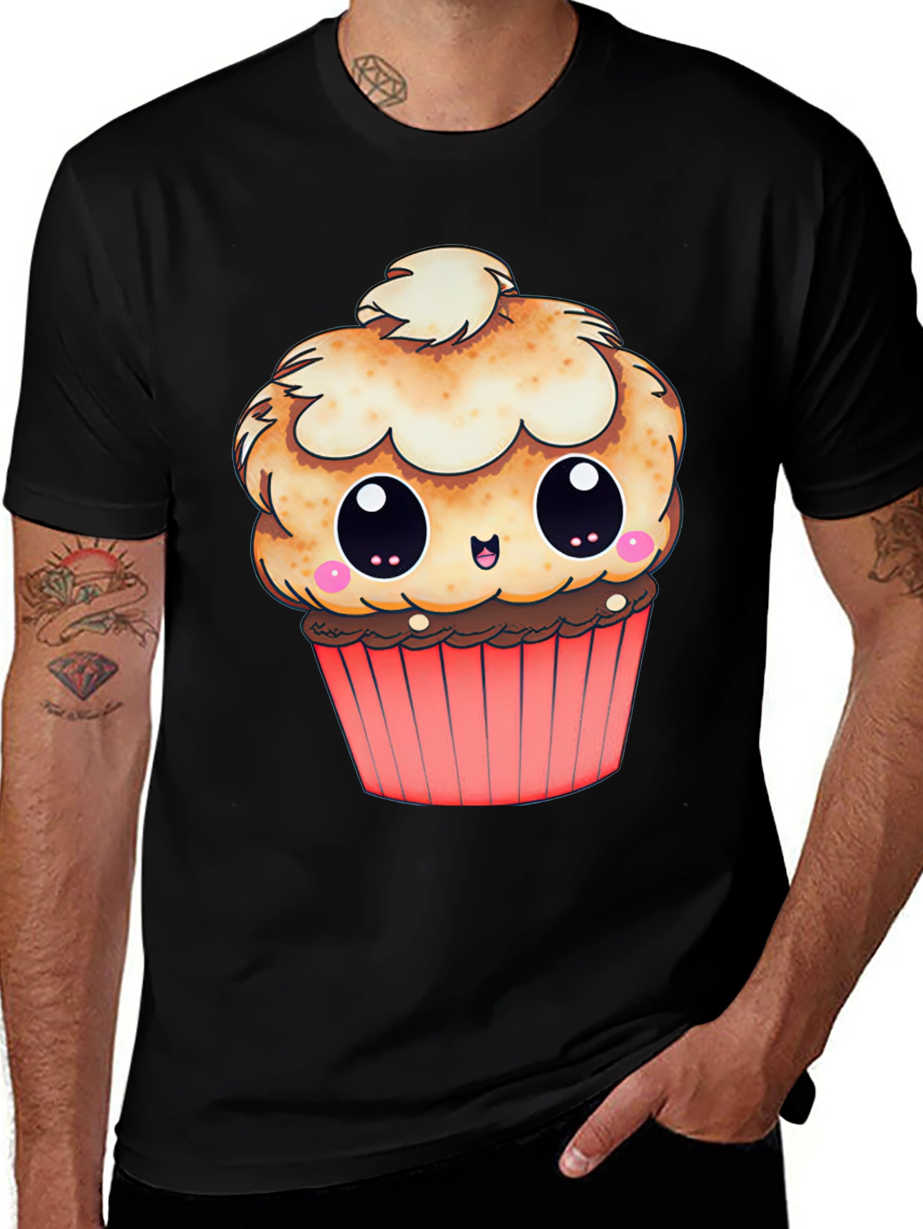 Variant 14 of Cute Cupcake Graphic T-Shirt - Black