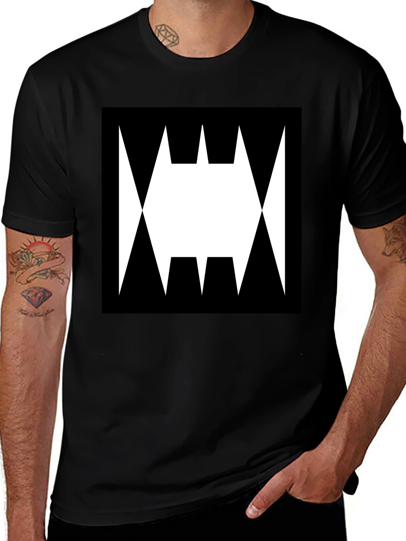 Variant 30 of Abstract Graphic Tee - Bold Black and White Design