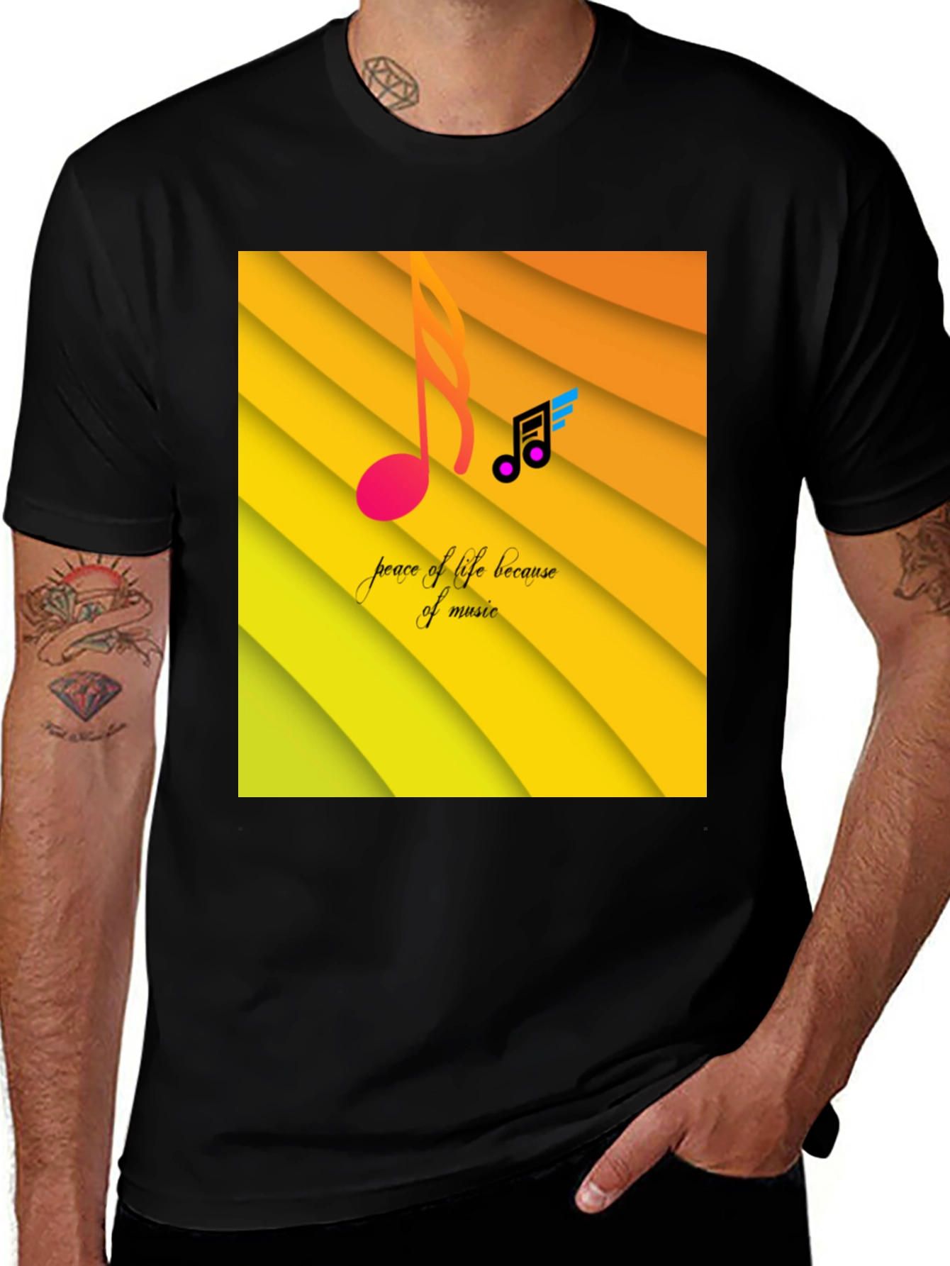 Variant 28 of Music Notes Graphic Tee - Peace of Life