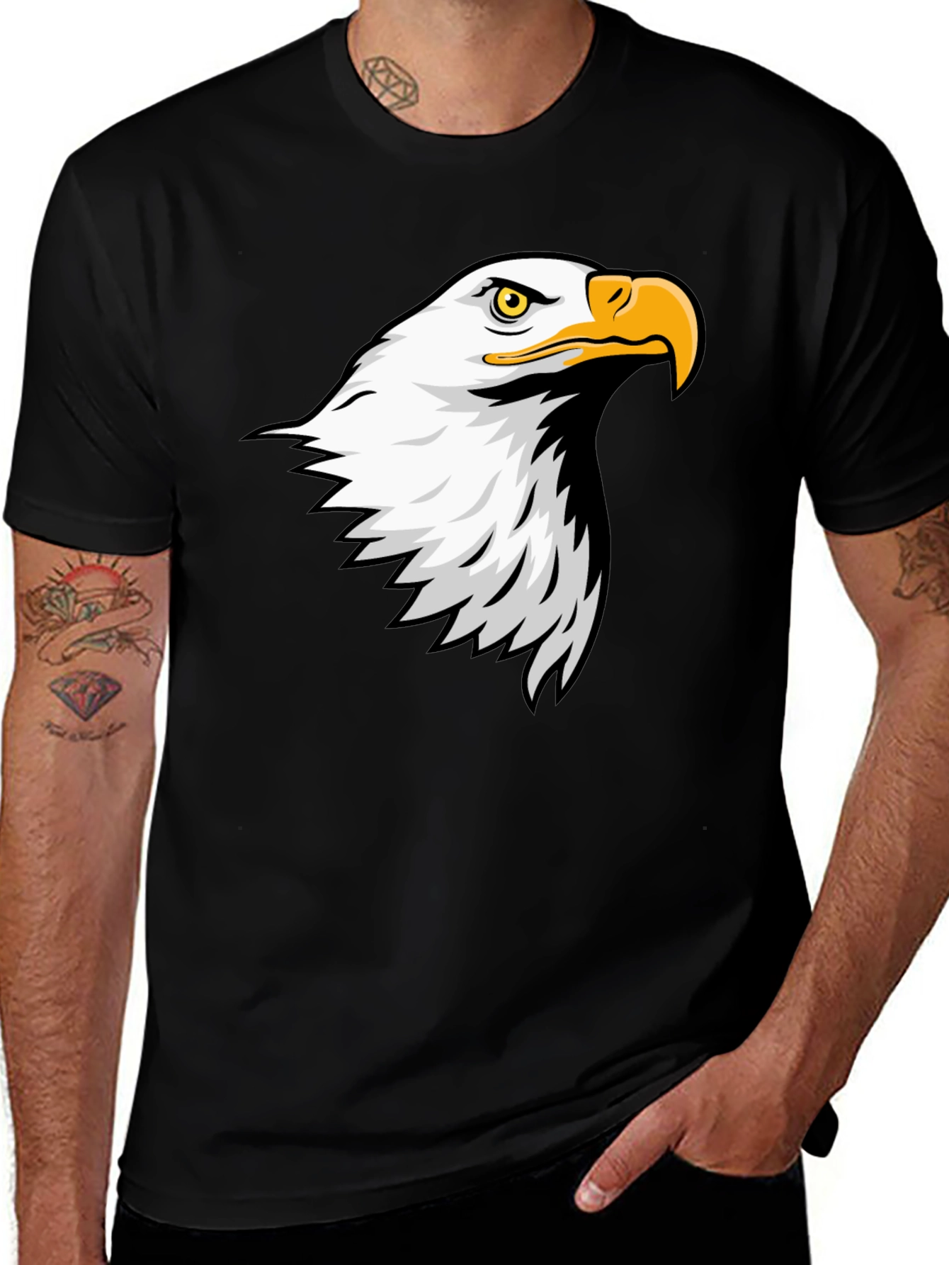 Variant 26 of Eagle Graphic Tee - Men's Black Cotton T-Shirt