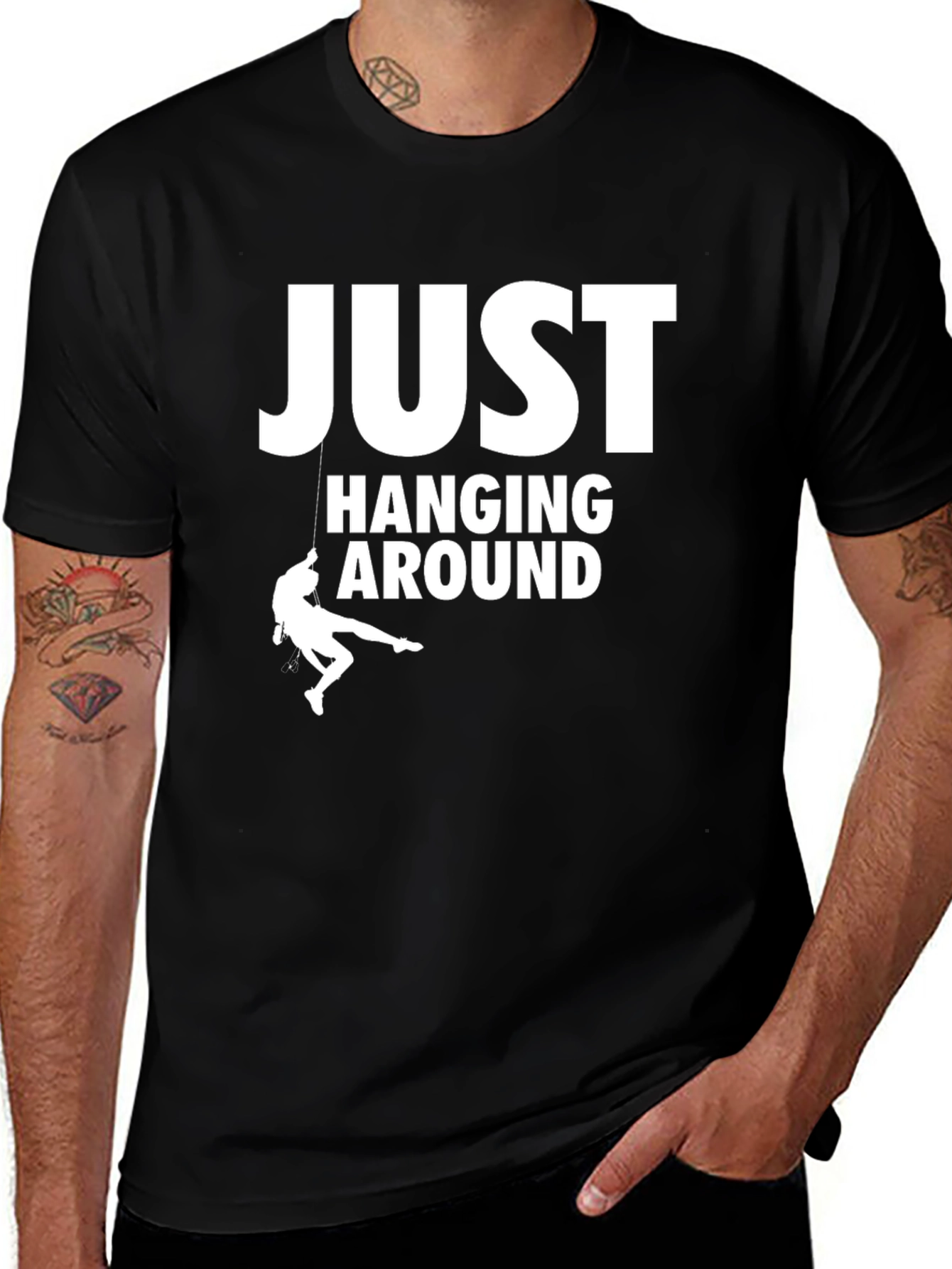 Variant 2 of Just Hanging Around T-Shirt - Rock Climbing Humor