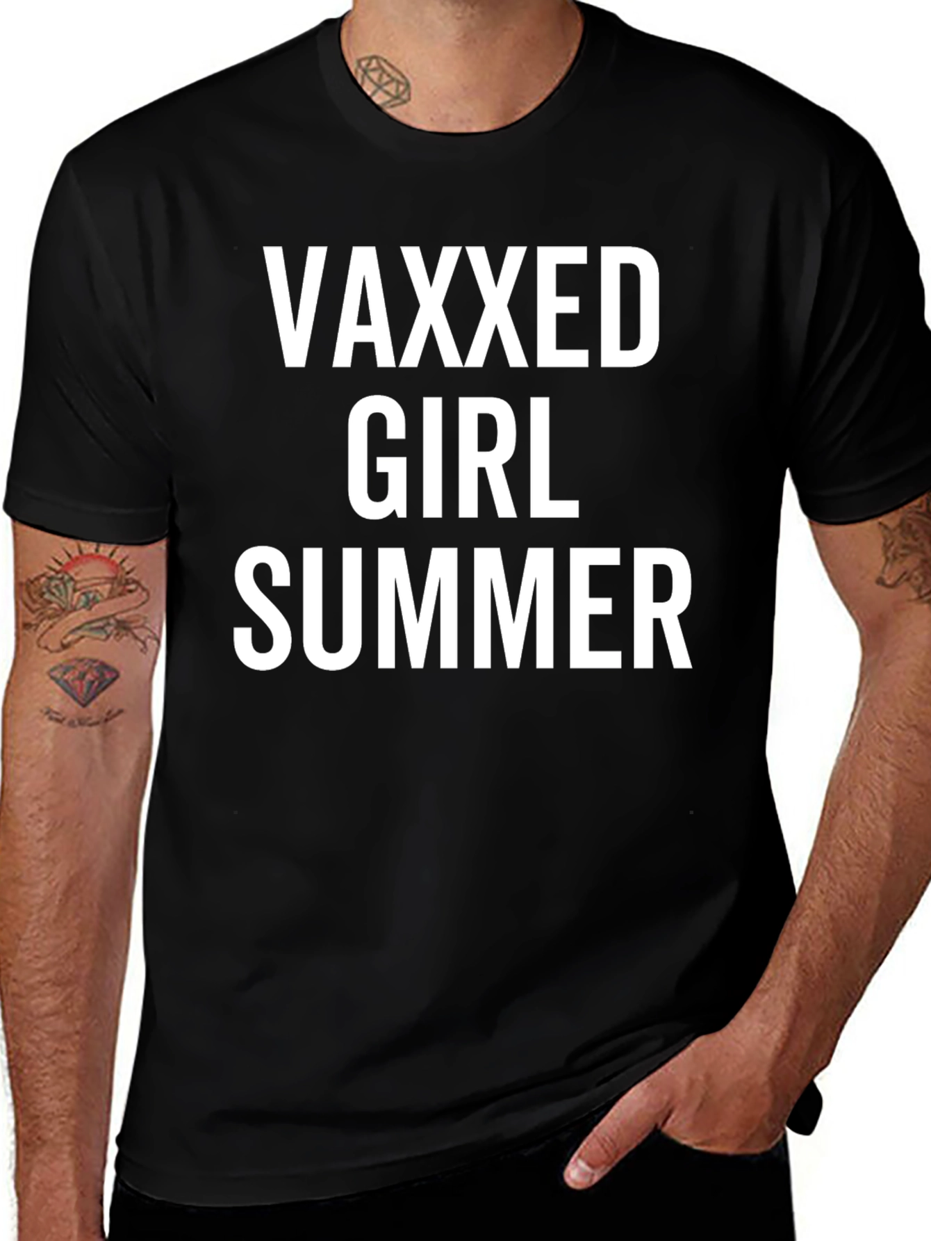 Variant 23 of Vaxxed Girl Summer Graphic Tee - Black