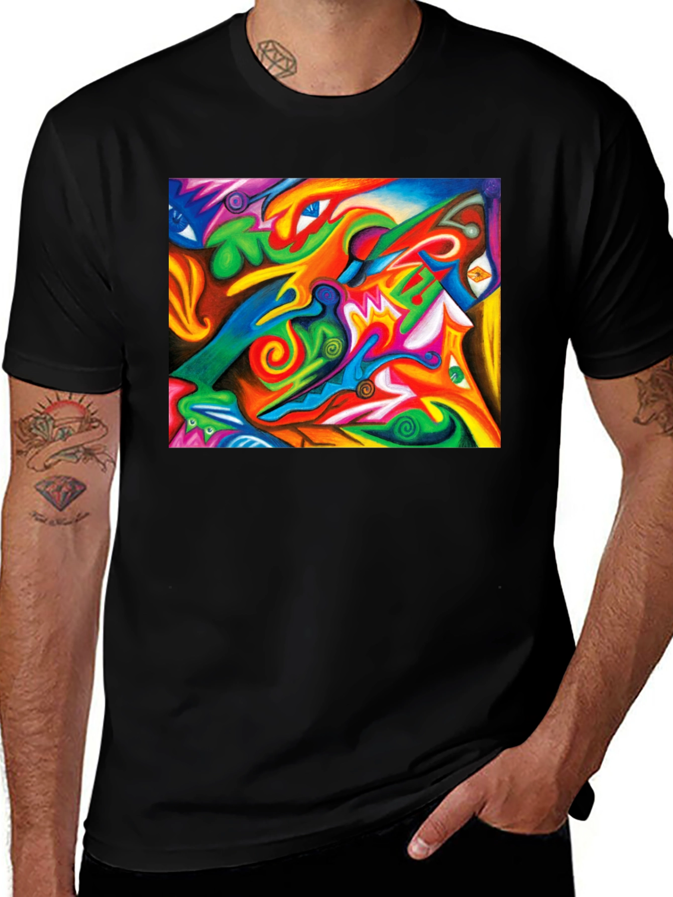 Variant 15 of Abstract Art Graphic Tee - Colorful Design