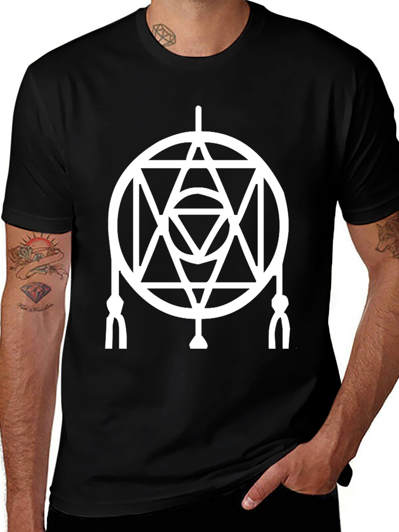 Variant 17 of Occult Geometric Graphic Tee - Black Cotton Blend