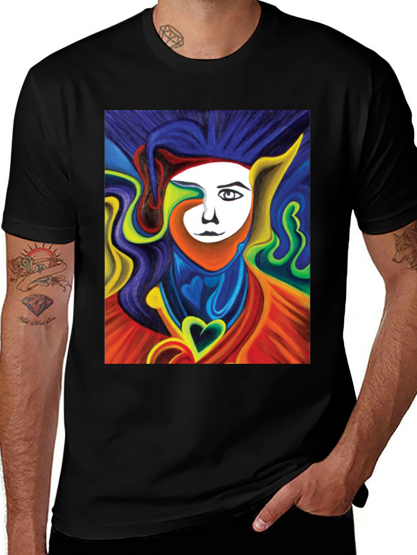 Variant 22 of Colorful Abstract Face Graphic Tee