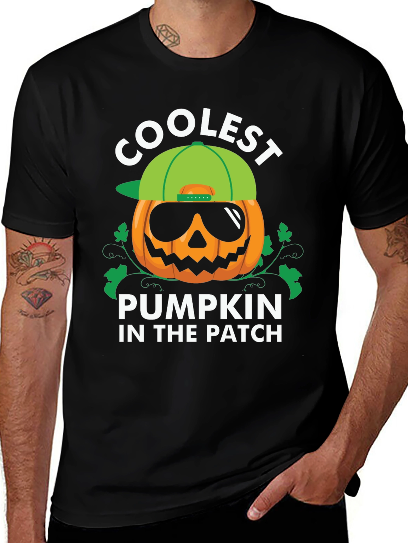Black Coolest Pumpkin in the Patch Black T-Shirt main image