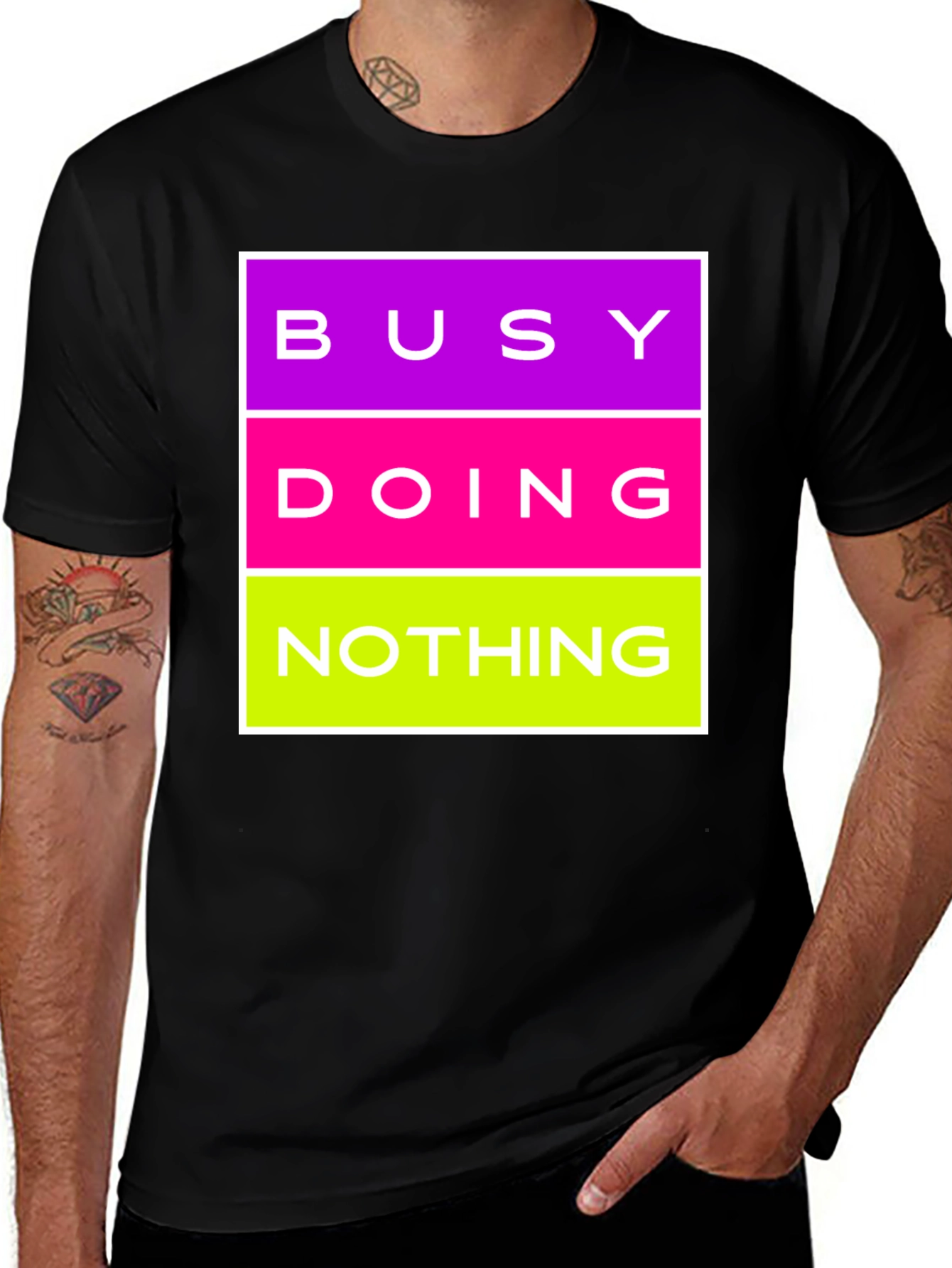 Variant 3 of Busy Doing Nothing Graphic Tee - Black