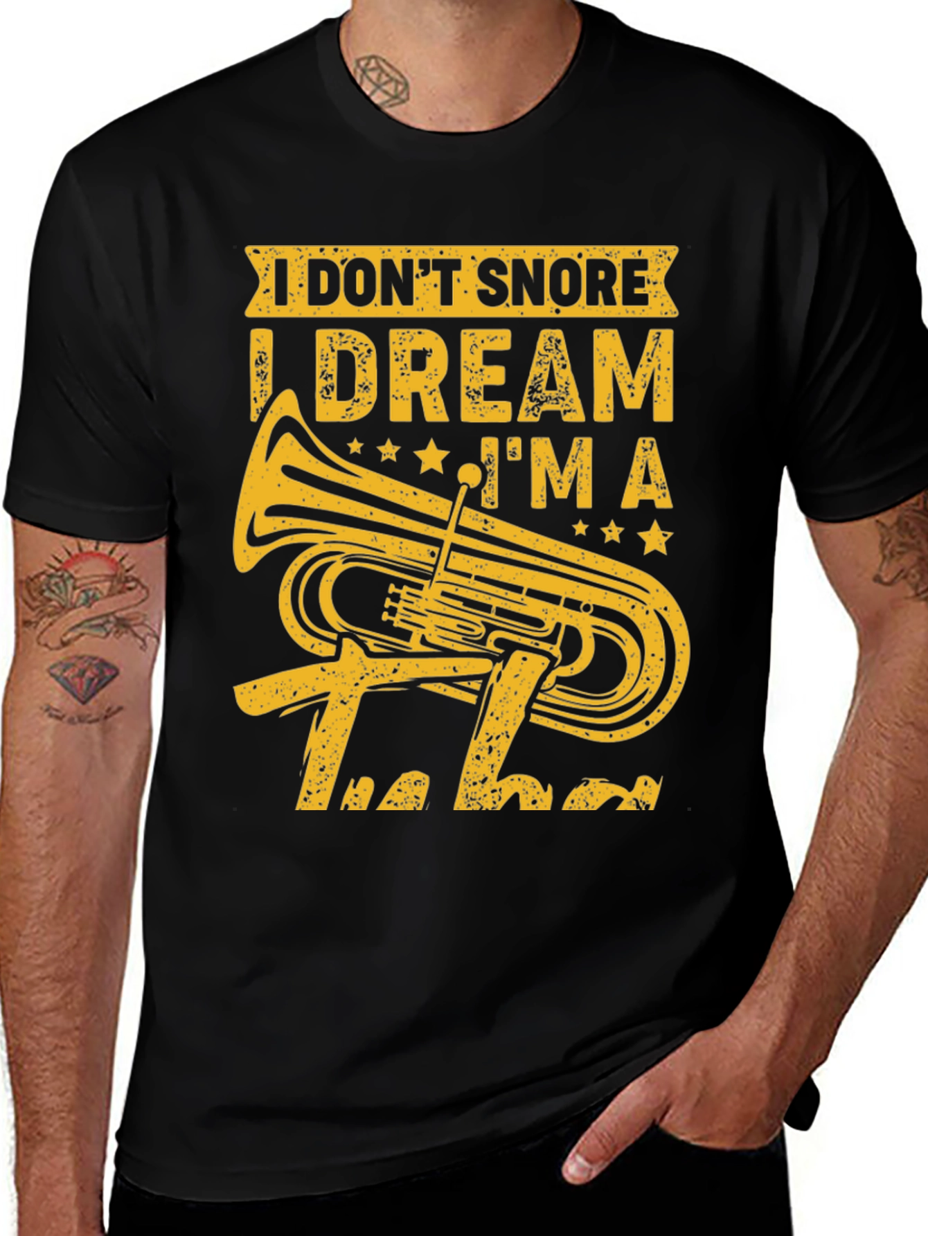 Black I Don't Snore I Dream I'm A Tuba T-Shirt main image