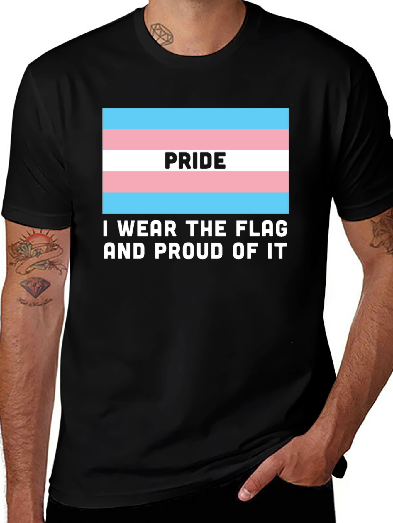 Variant 5 of Transgender Pride Flag T-Shirt - I Wear The Flag!