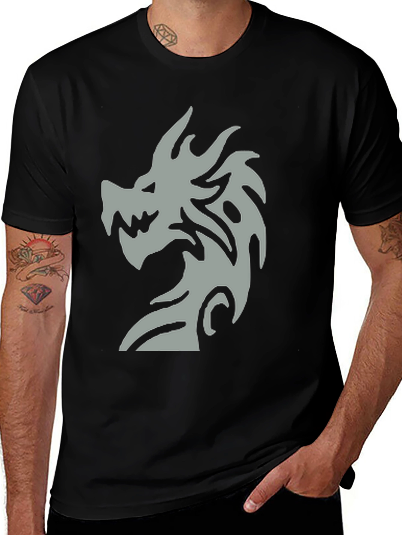 Variant 15 of Dragon Graphic Tee - Bold Black T-Shirt