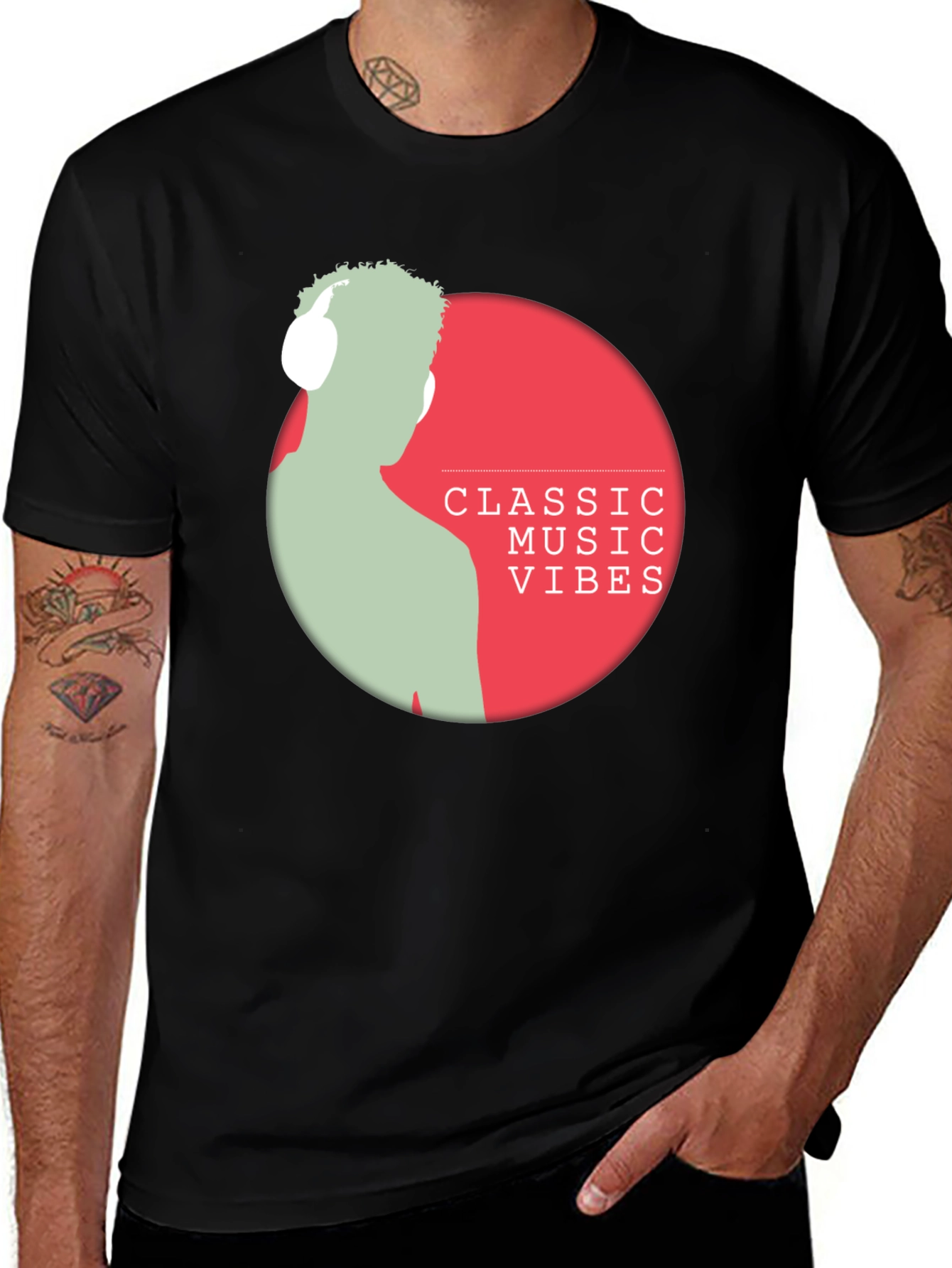 Classic Music Vibes Black Graphic Tee