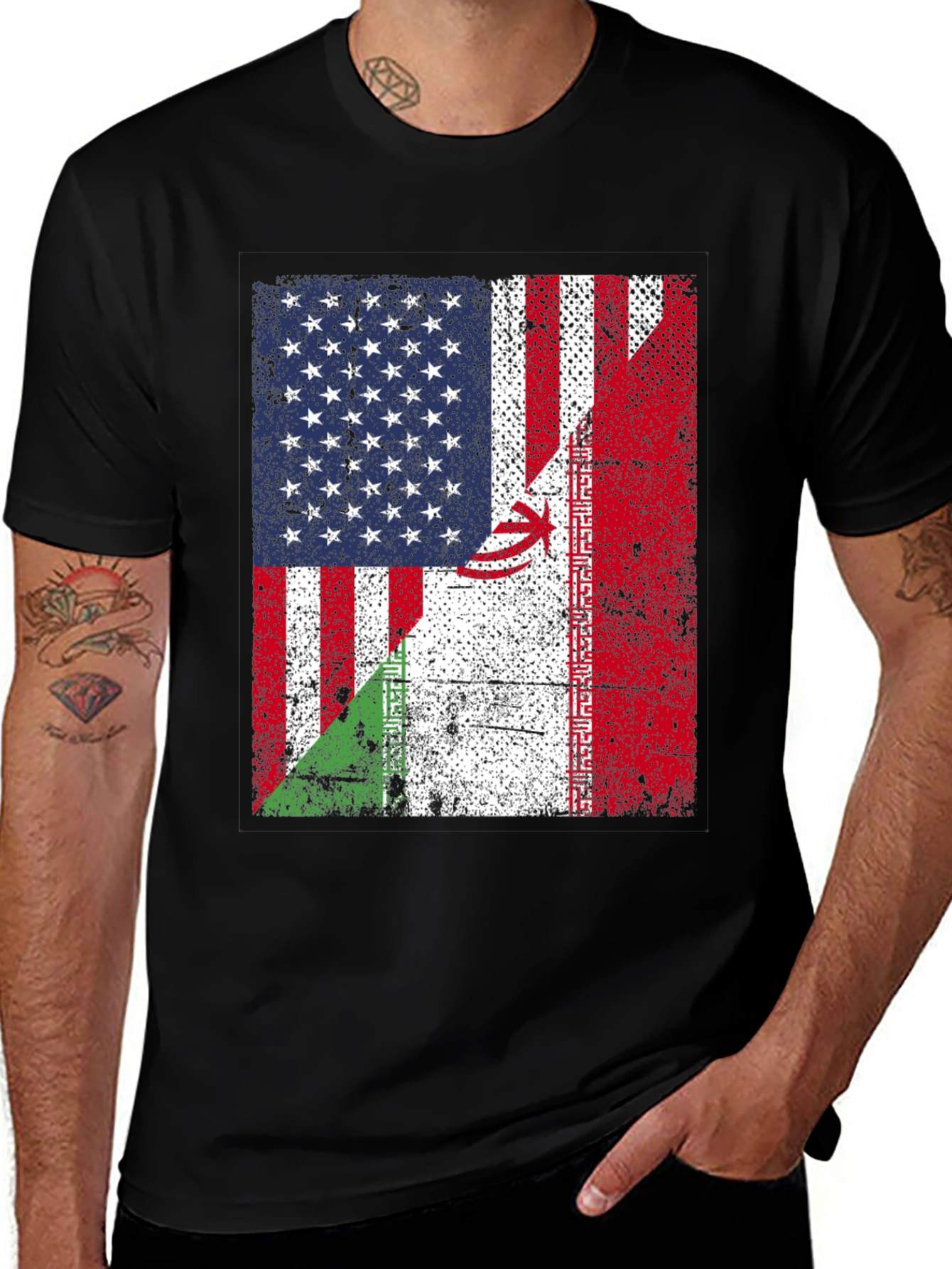 USA and Iran Flag T-Shirt